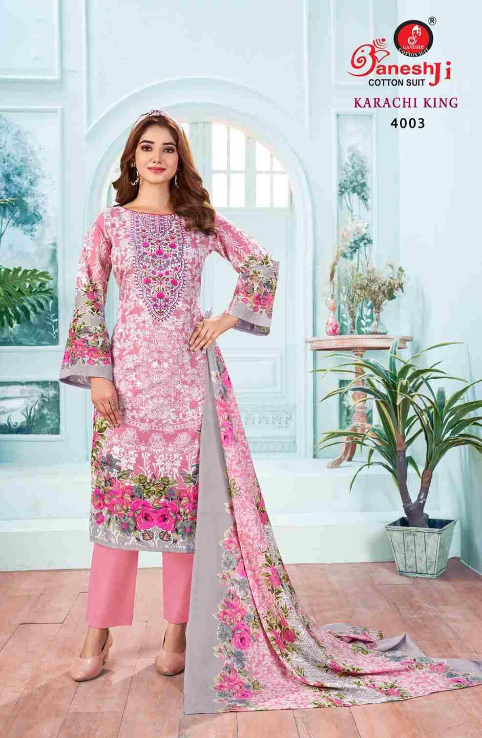 Karachi King Vol-4 By Ganeshji 4001 To 4008 Series Beautiful Festive Suits Stylish Fancy Colorful Party Wear & Occasional Wear Pure Cotton Dresses At Wholesale Price