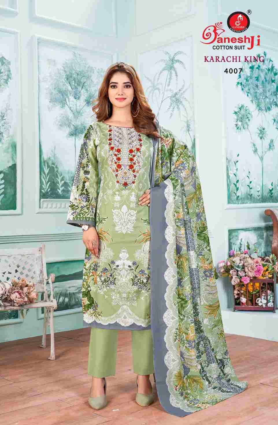 Karachi King Vol-4 By Ganeshji 4001 To 4008 Series Beautiful Festive Suits Stylish Fancy Colorful Party Wear & Occasional Wear Pure Cotton Dresses At Wholesale Price