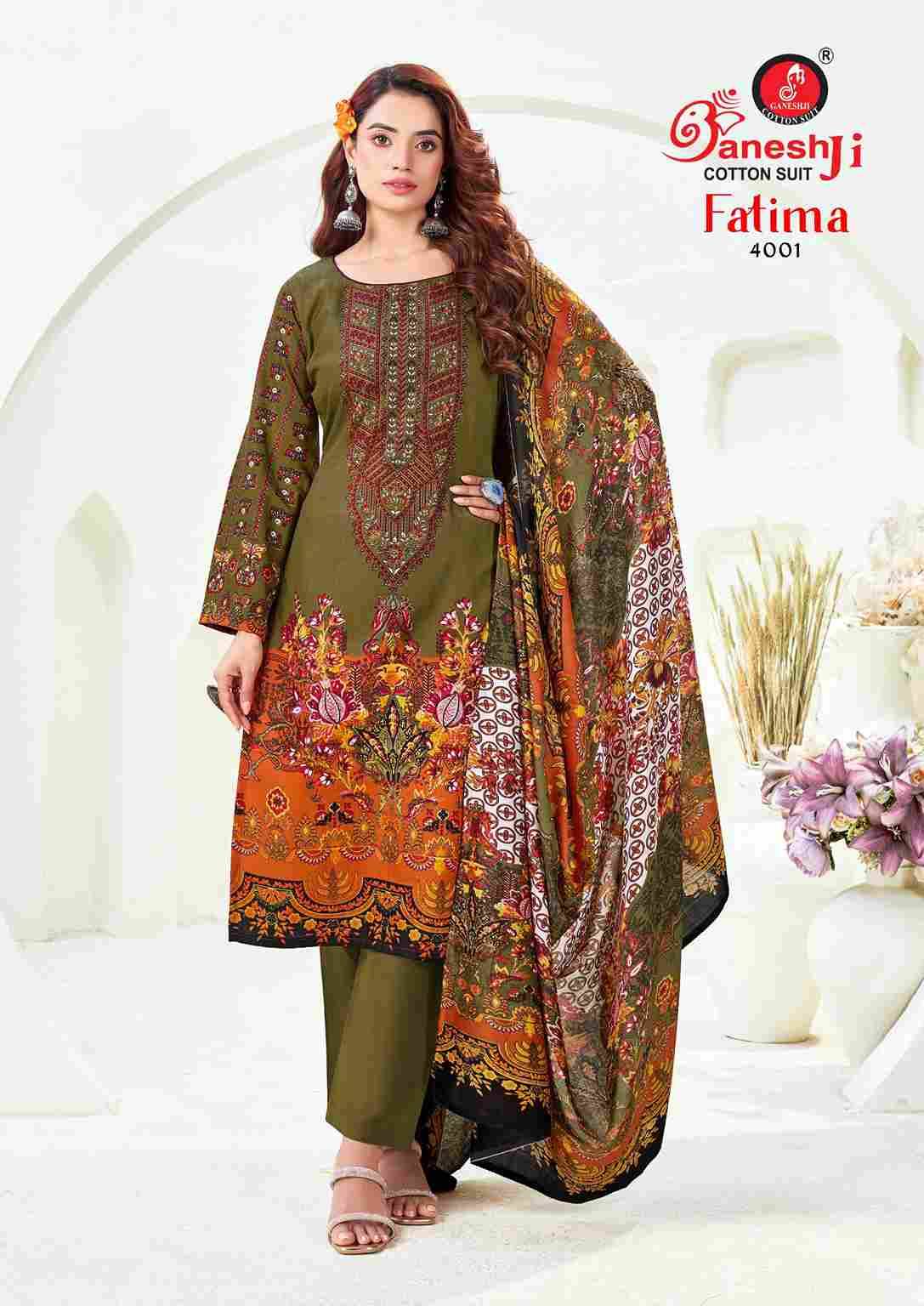 Fatima Vol-4 By Ganeshji 4001 To 4008 Series Beautiful Festive Suits Stylish Fancy Colorful Party Wear & Occasional Wear Pure Cotton Dresses At Wholesale Price