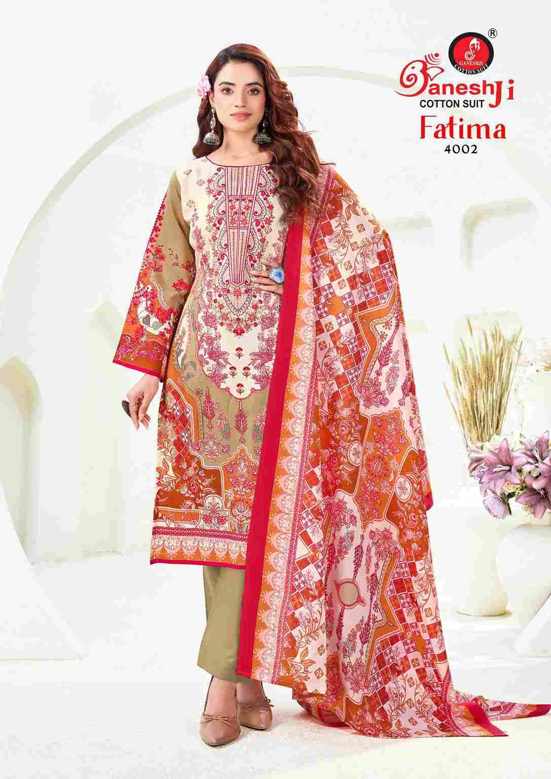 Fatima Vol-4 By Ganeshji 4001 To 4008 Series Beautiful Festive Suits Stylish Fancy Colorful Party Wear & Occasional Wear Pure Cotton Dresses At Wholesale Price