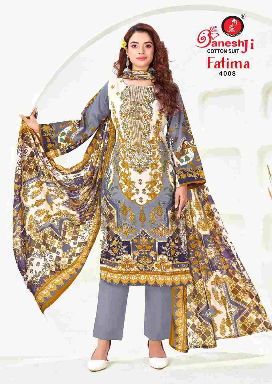 Fatima Vol-4 By Ganeshji 4001 To 4008 Series Beautiful Festive Suits Stylish Fancy Colorful Party Wear & Occasional Wear Pure Cotton Dresses At Wholesale Price