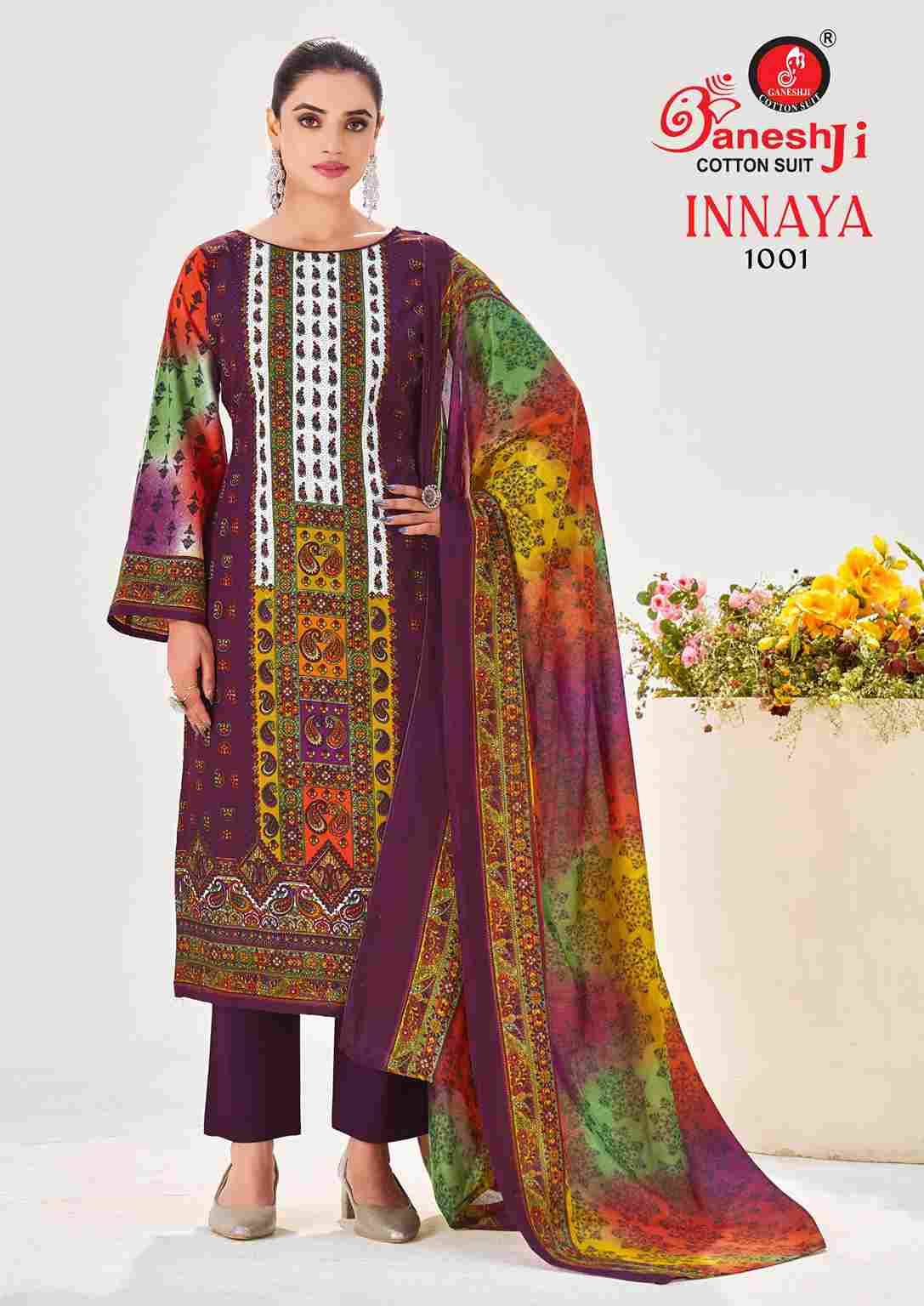 Innaya Vol-1 By Ganeshji 1001 To 1008 Series Beautiful Festive Suits Stylish Fancy Colorful Party Wear & Occasional Wear Pure Cotton Dresses At Wholesale Price
