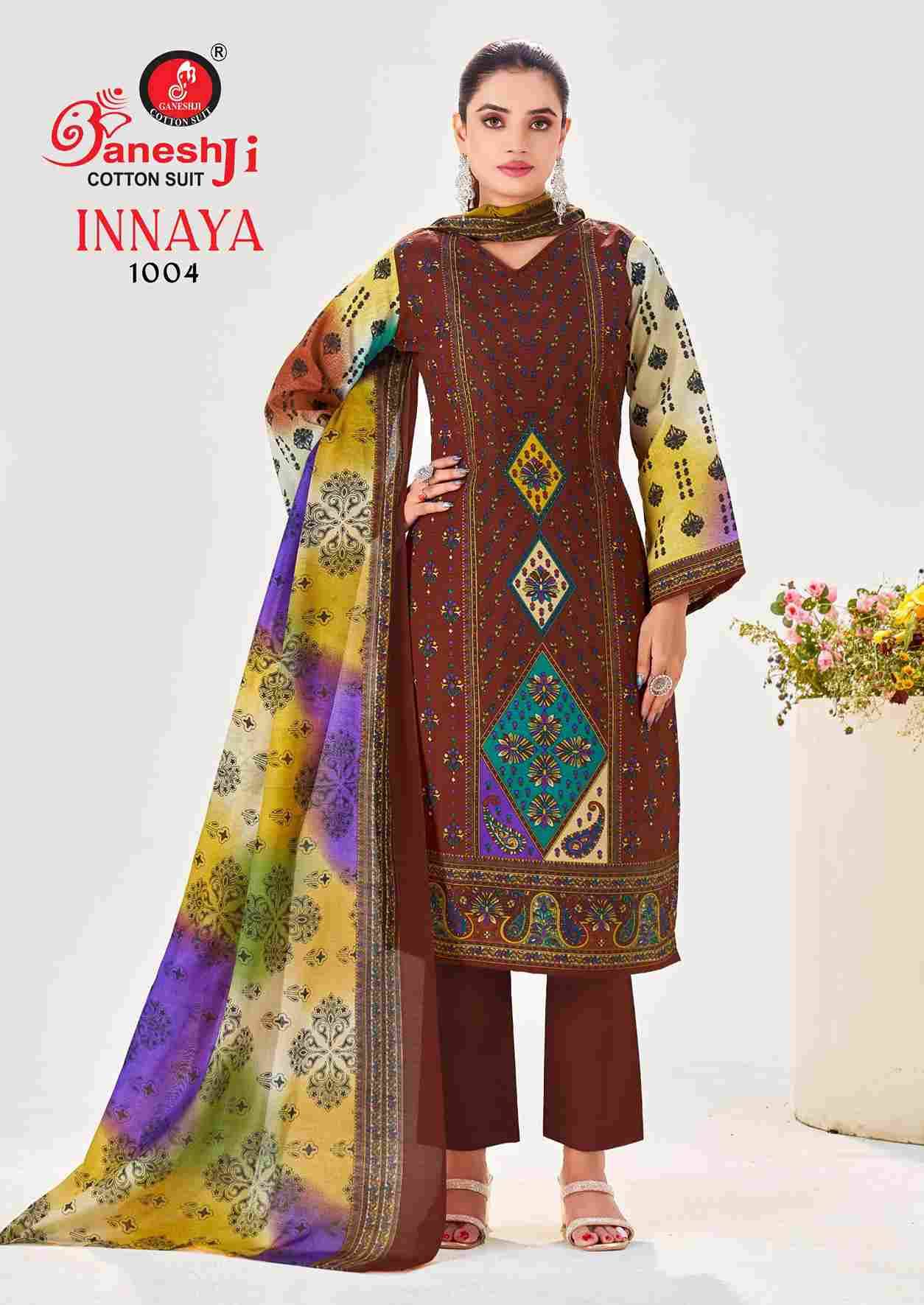 Innaya Vol-1 By Ganeshji 1001 To 1008 Series Beautiful Festive Suits Stylish Fancy Colorful Party Wear & Occasional Wear Pure Cotton Dresses At Wholesale Price