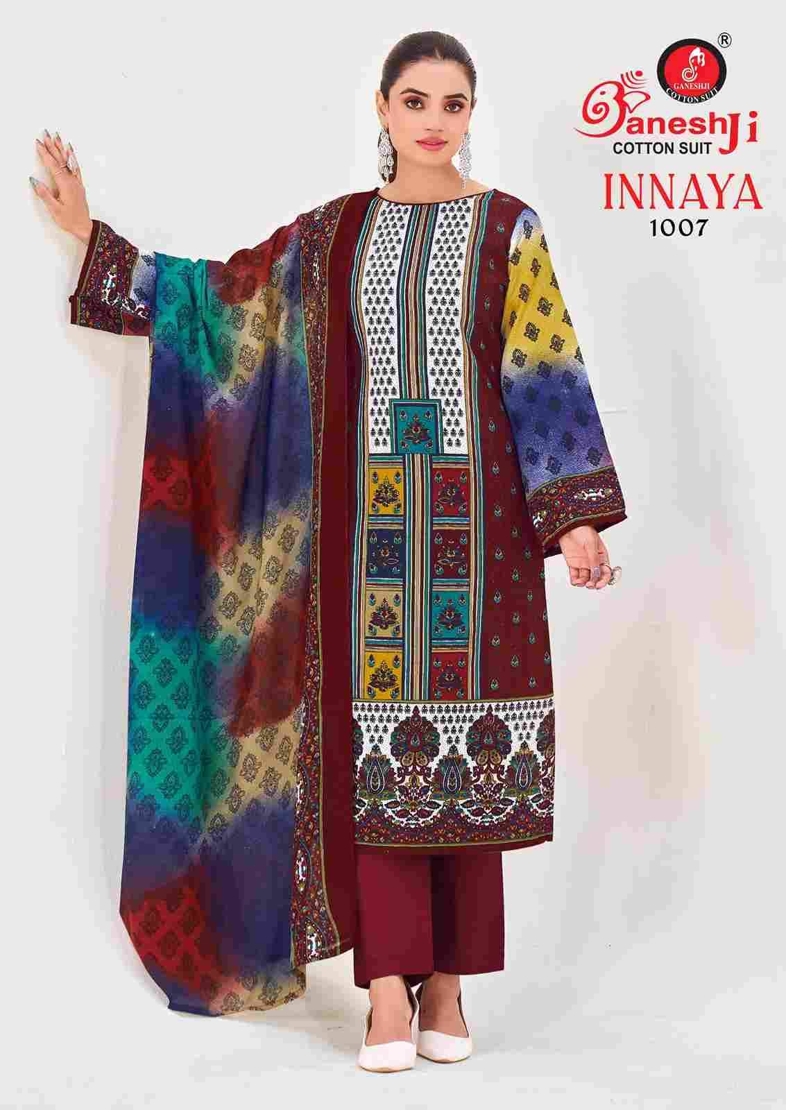Innaya Vol-1 By Ganeshji 1001 To 1008 Series Beautiful Festive Suits Stylish Fancy Colorful Party Wear & Occasional Wear Pure Cotton Dresses At Wholesale Price