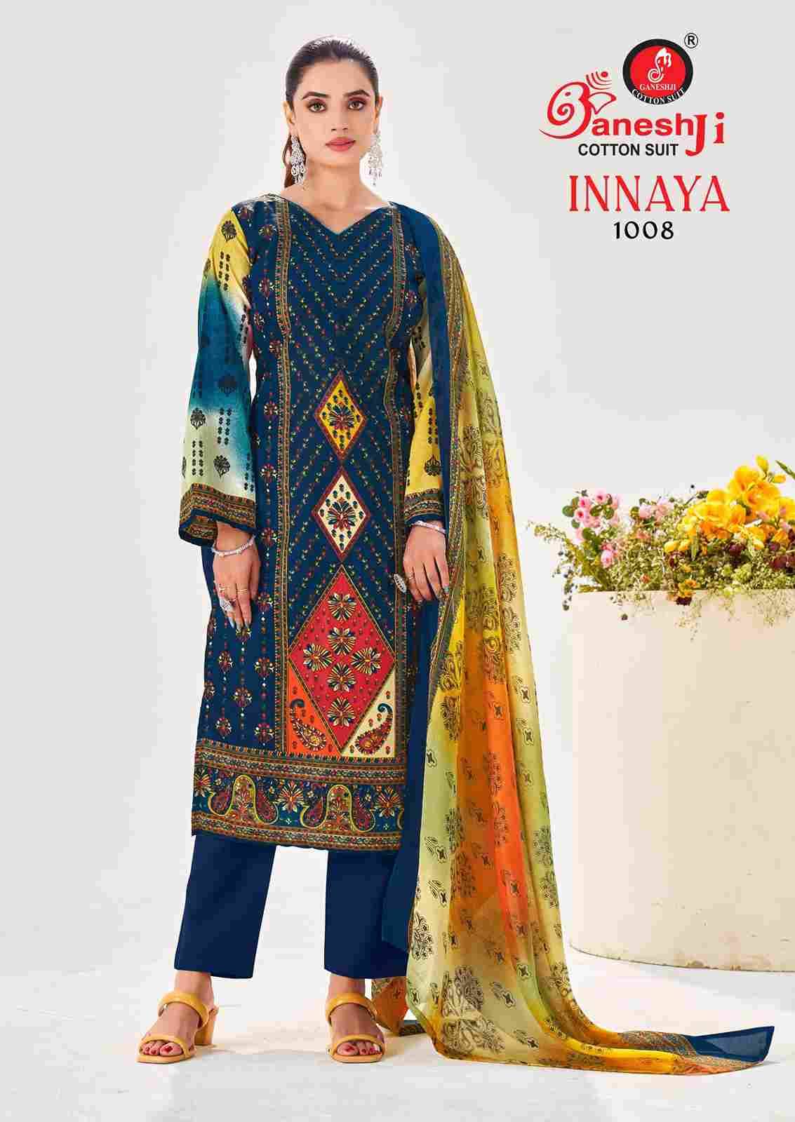 Innaya Vol-1 By Ganeshji 1001 To 1008 Series Beautiful Festive Suits Stylish Fancy Colorful Party Wear & Occasional Wear Pure Cotton Dresses At Wholesale Price