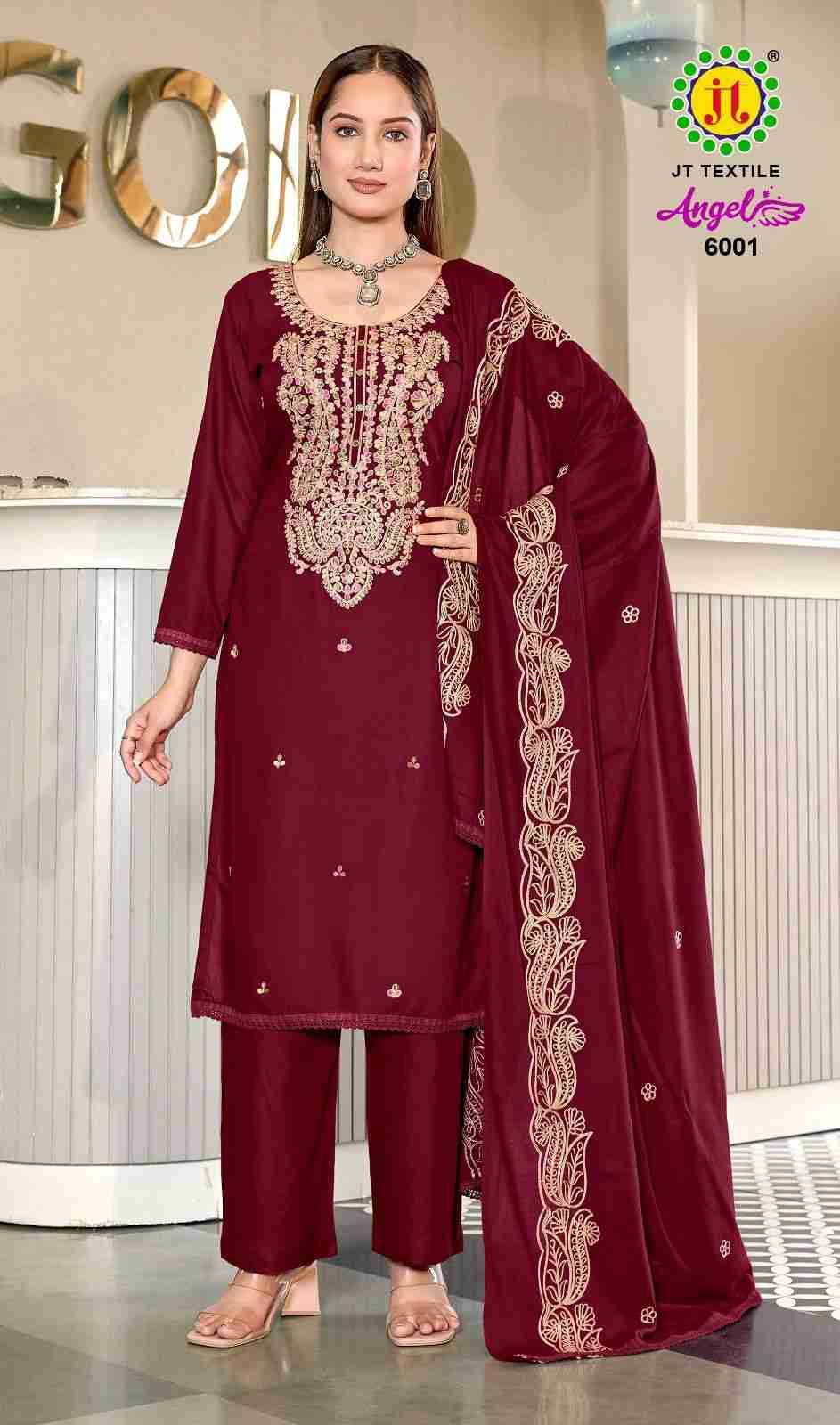 Angel Vol-6 By JT 6001 To 6005 Series Beautiful Festive Suits Colorful Stylish Fancy Casual Wear & Ethnic Wear Rayon Dresses At Wholesale Price