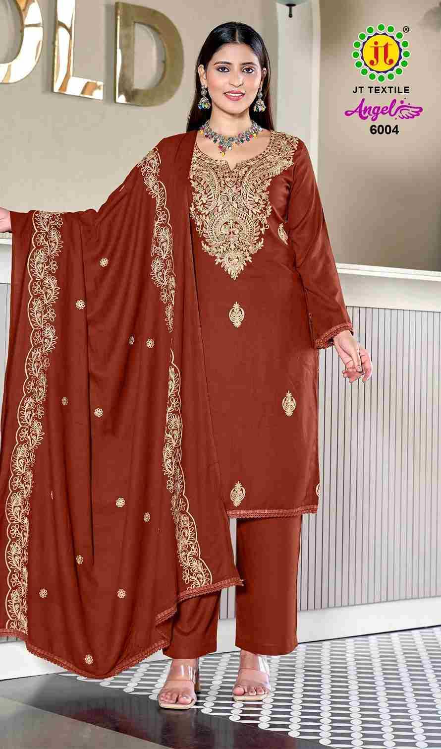 Angel Vol-6 By JT 6001 To 6005 Series Beautiful Festive Suits Colorful Stylish Fancy Casual Wear & Ethnic Wear Rayon Dresses At Wholesale Price