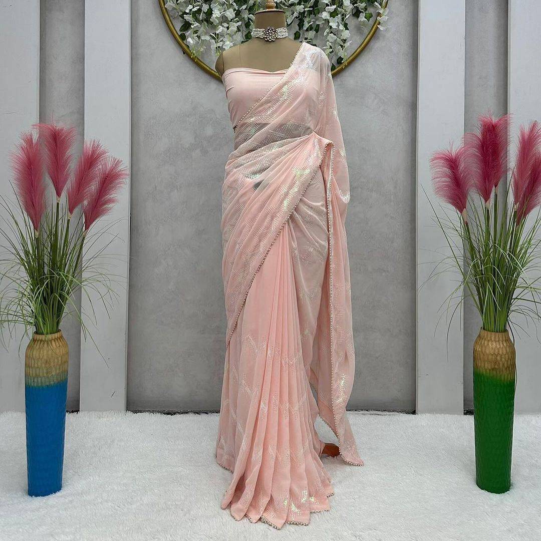 Vs-107 By Fashid Wholesale 01 To 02 Series Indian Traditional Wear Collection Beautiful Stylish Fancy Colorful Party Wear & Occasional Wear Heavy Chiffon Georgette Sarees At Wholesale Price