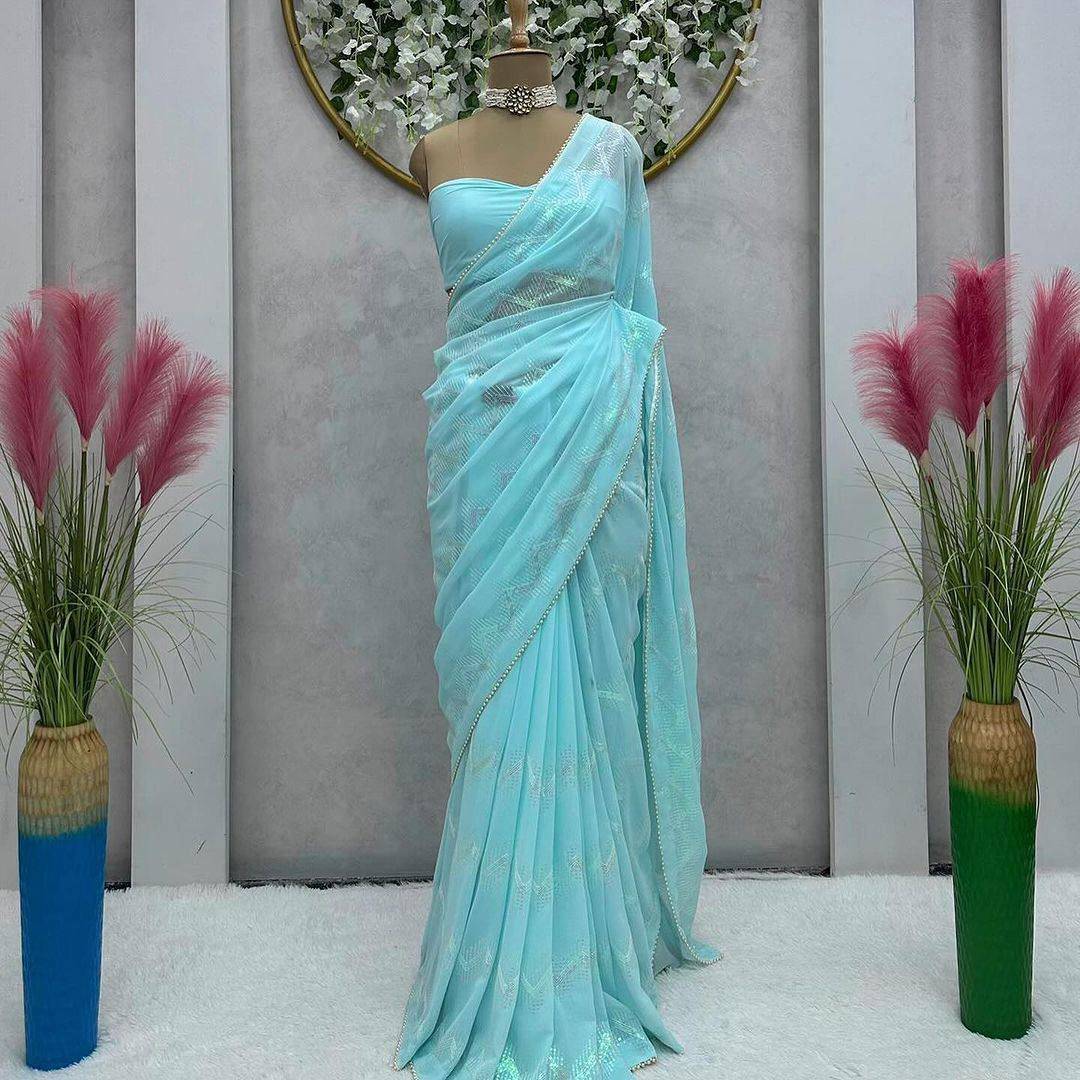 Vs-107 By Fashid Wholesale 01 To 02 Series Indian Traditional Wear Collection Beautiful Stylish Fancy Colorful Party Wear & Occasional Wear Heavy Chiffon Georgette Sarees At Wholesale Price