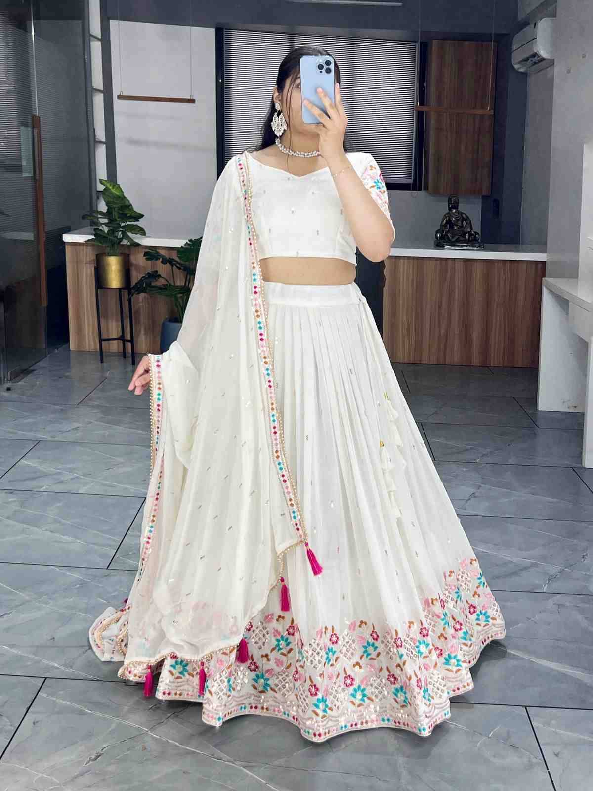 Gr-7135 By Fashid Wholesale Navratri Wear Collection Beautiful Stylish Colorful Fancy Party Wear & Occasional Wear Faux Georgette Lehengas At Wholesale Price