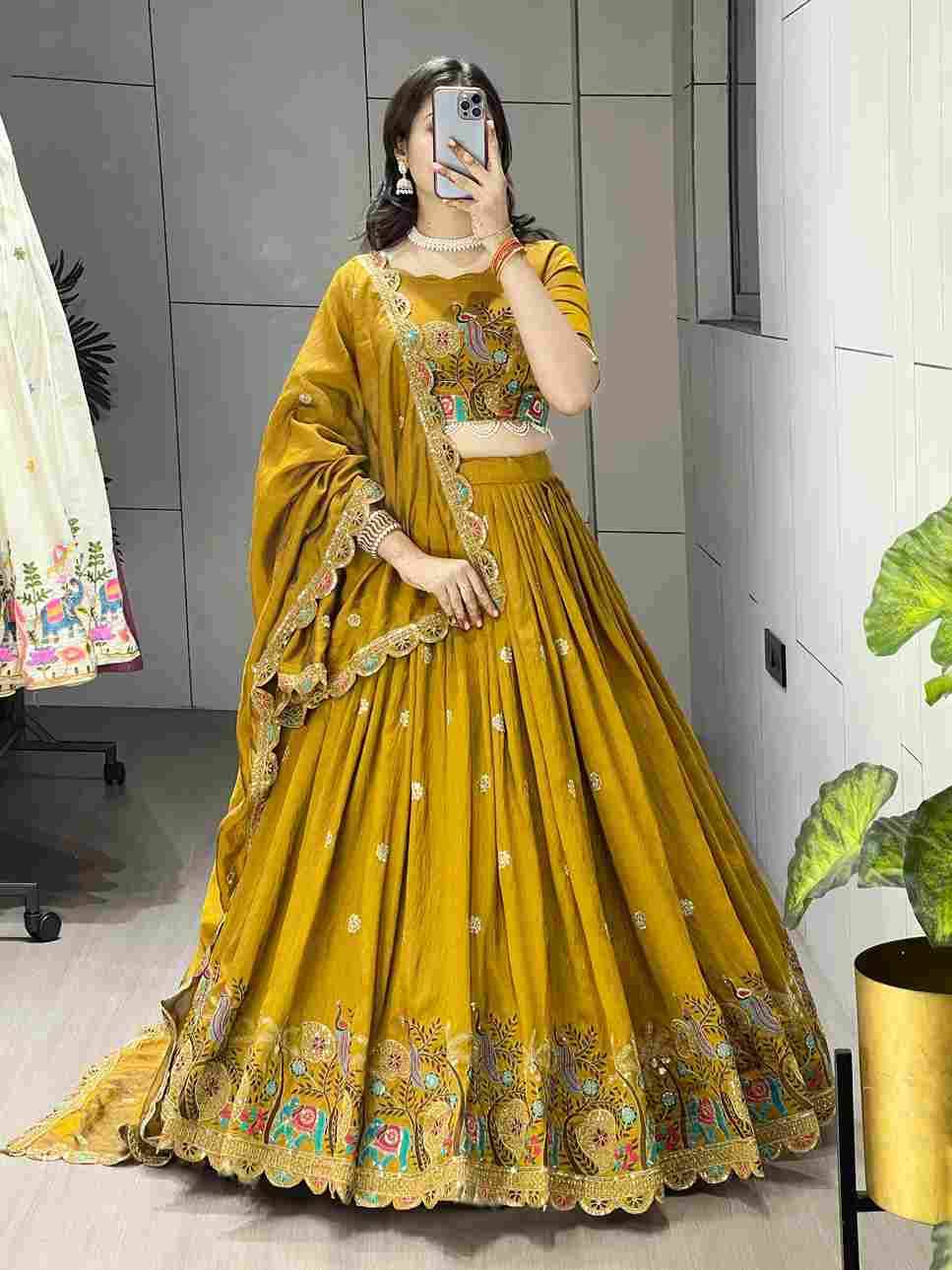 Gr-8229 By Fashid Wholesale Designer Beautiful Navratri Collection Occasional Wear & Party Wear Vichitra Silk Lehengas At Wholesale Price