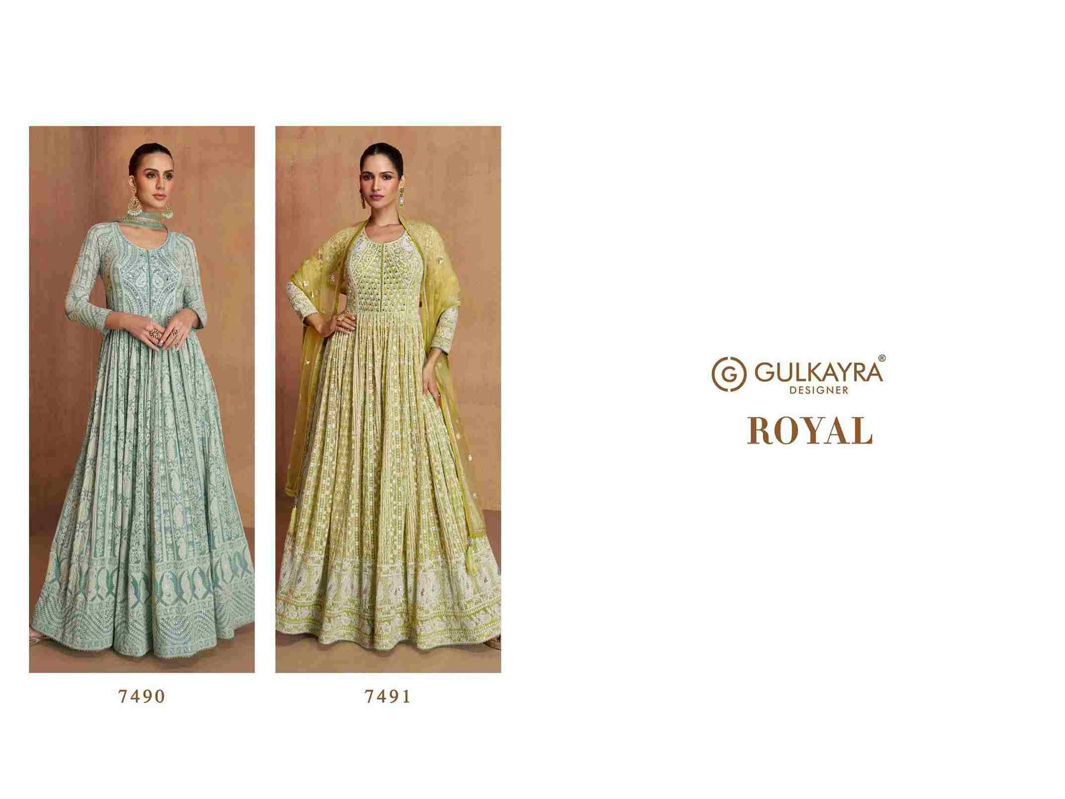 Royal By Gulkayra Designer 7490 To 7491 Series Designer Stylish Fancy Colorful Beautiful Party Wear & Ethnic Wear Collection Premium Georgette Gowns With Dupatta At Wholesale Price