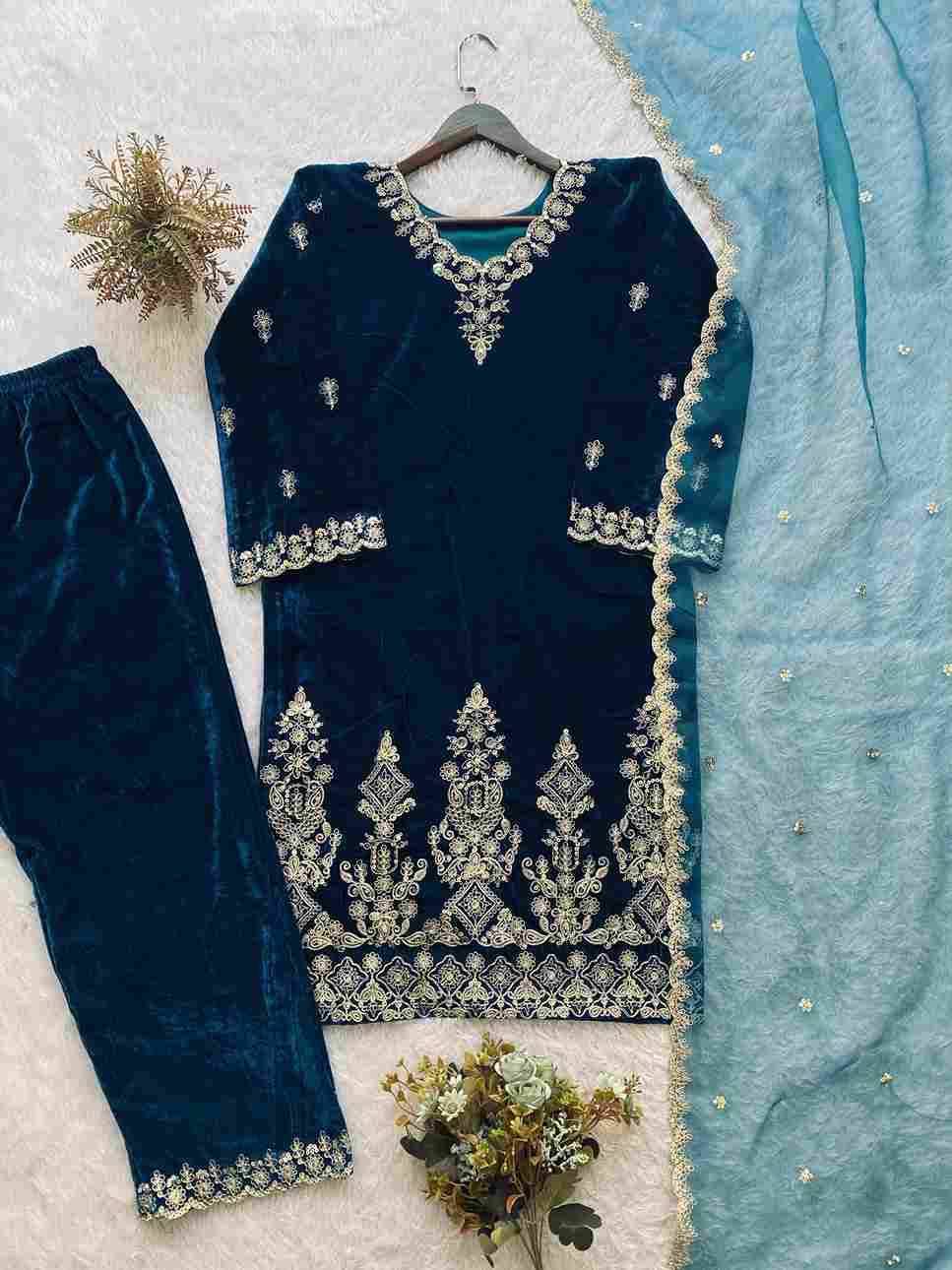 Be-420 By Fashid Wholesale Beautiful Suits Colorful Stylish Fancy Casual Wear & Ethnic Wear Pure Velvet Embroidered Dresses At Wholesale Price