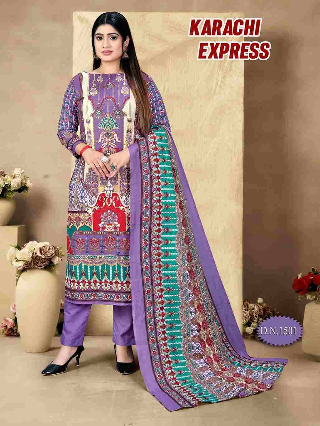 Karachi Express Vol-15 By Ramdev Creation 1501 To 1508 Series Beautiful Stylish Festive Suits Fancy Colorful Casual Wear & Ethnic Wear & Ready To Wear Pure Cotton Print Dresses At Wholesale Price