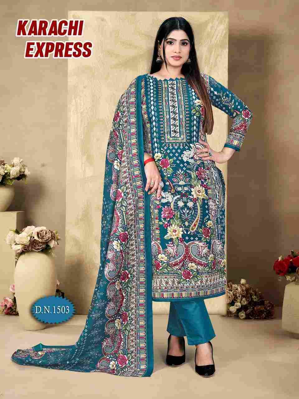 Karachi Express Vol-15 By Ramdev Creation 1501 To 1508 Series Beautiful Stylish Festive Suits Fancy Colorful Casual Wear & Ethnic Wear & Ready To Wear Pure Cotton Print Dresses At Wholesale Price