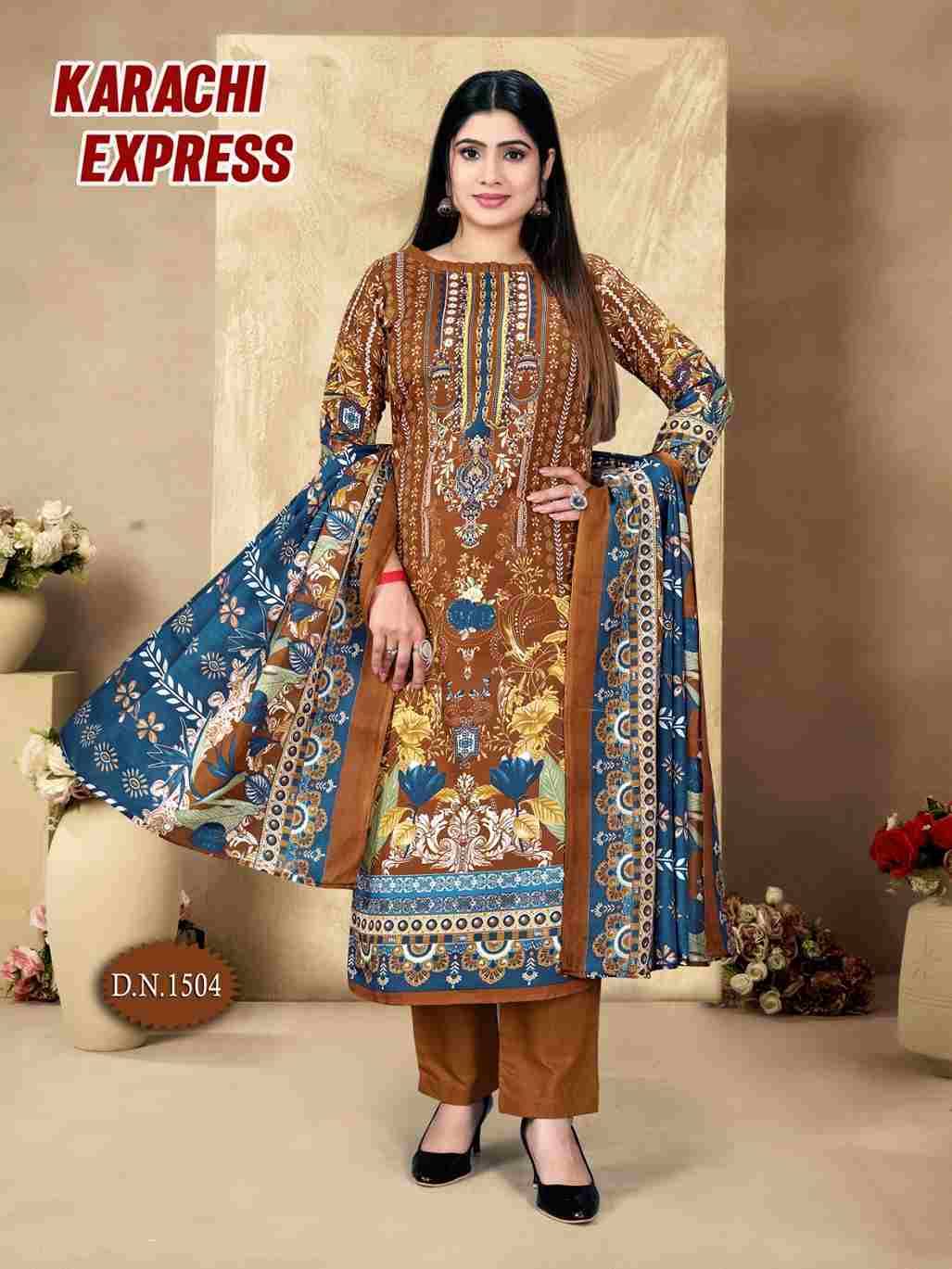 Karachi Express Vol-15 By Ramdev Creation 1501 To 1508 Series Beautiful Stylish Festive Suits Fancy Colorful Casual Wear & Ethnic Wear & Ready To Wear Pure Cotton Print Dresses At Wholesale Price