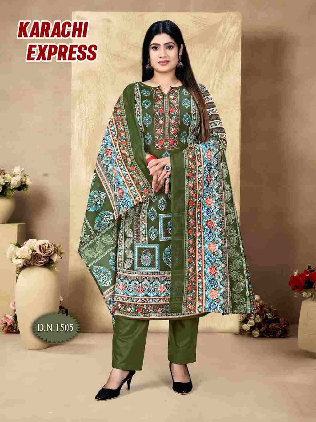 Karachi Express Vol-15 By Ramdev Creation 1501 To 1508 Series Beautiful Stylish Festive Suits Fancy Colorful Casual Wear & Ethnic Wear & Ready To Wear Pure Cotton Print Dresses At Wholesale Price