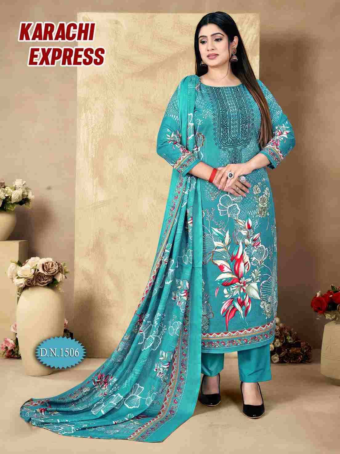 Karachi Express Vol-15 By Ramdev Creation 1501 To 1508 Series Beautiful Stylish Festive Suits Fancy Colorful Casual Wear & Ethnic Wear & Ready To Wear Pure Cotton Print Dresses At Wholesale Price