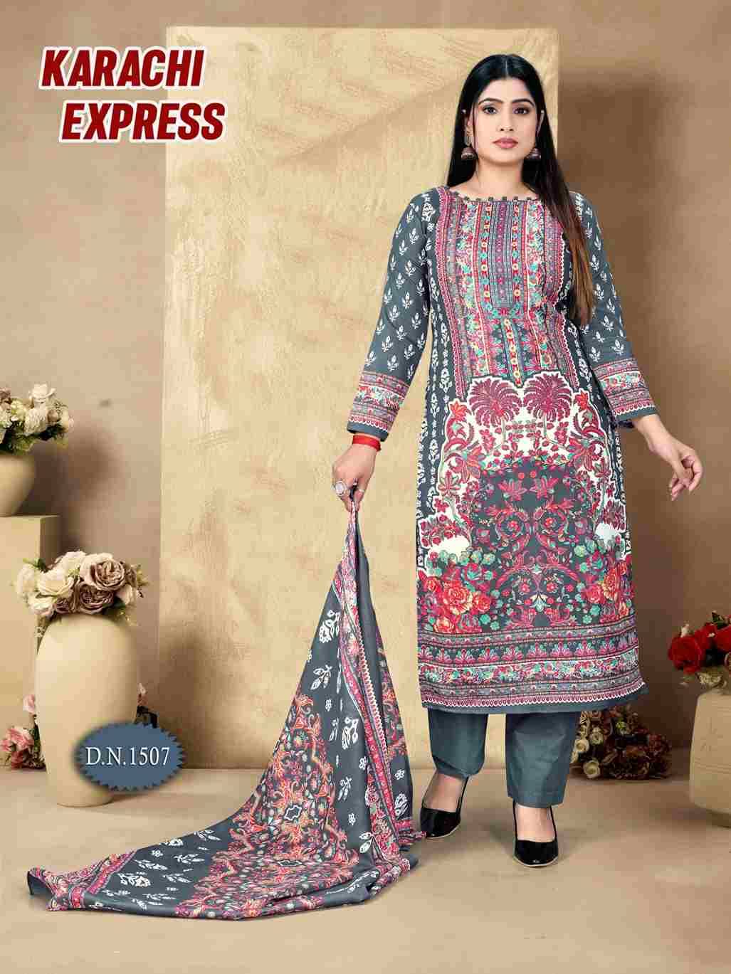 Karachi Express Vol-15 By Ramdev Creation 1501 To 1508 Series Beautiful Stylish Festive Suits Fancy Colorful Casual Wear & Ethnic Wear & Ready To Wear Pure Cotton Print Dresses At Wholesale Price