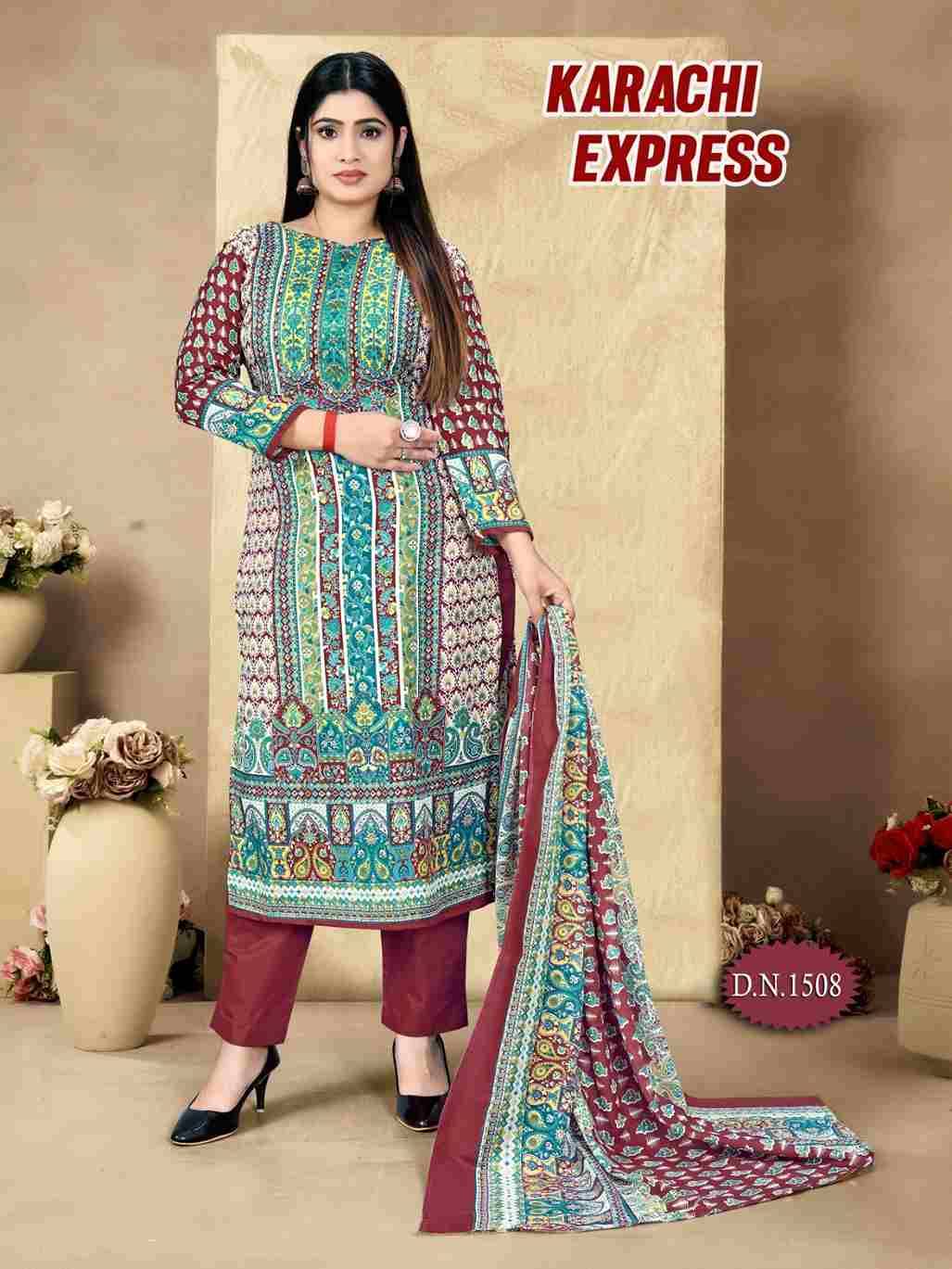 Karachi Express Vol-15 By Ramdev Creation 1501 To 1508 Series Beautiful Stylish Festive Suits Fancy Colorful Casual Wear & Ethnic Wear & Ready To Wear Pure Cotton Print Dresses At Wholesale Price