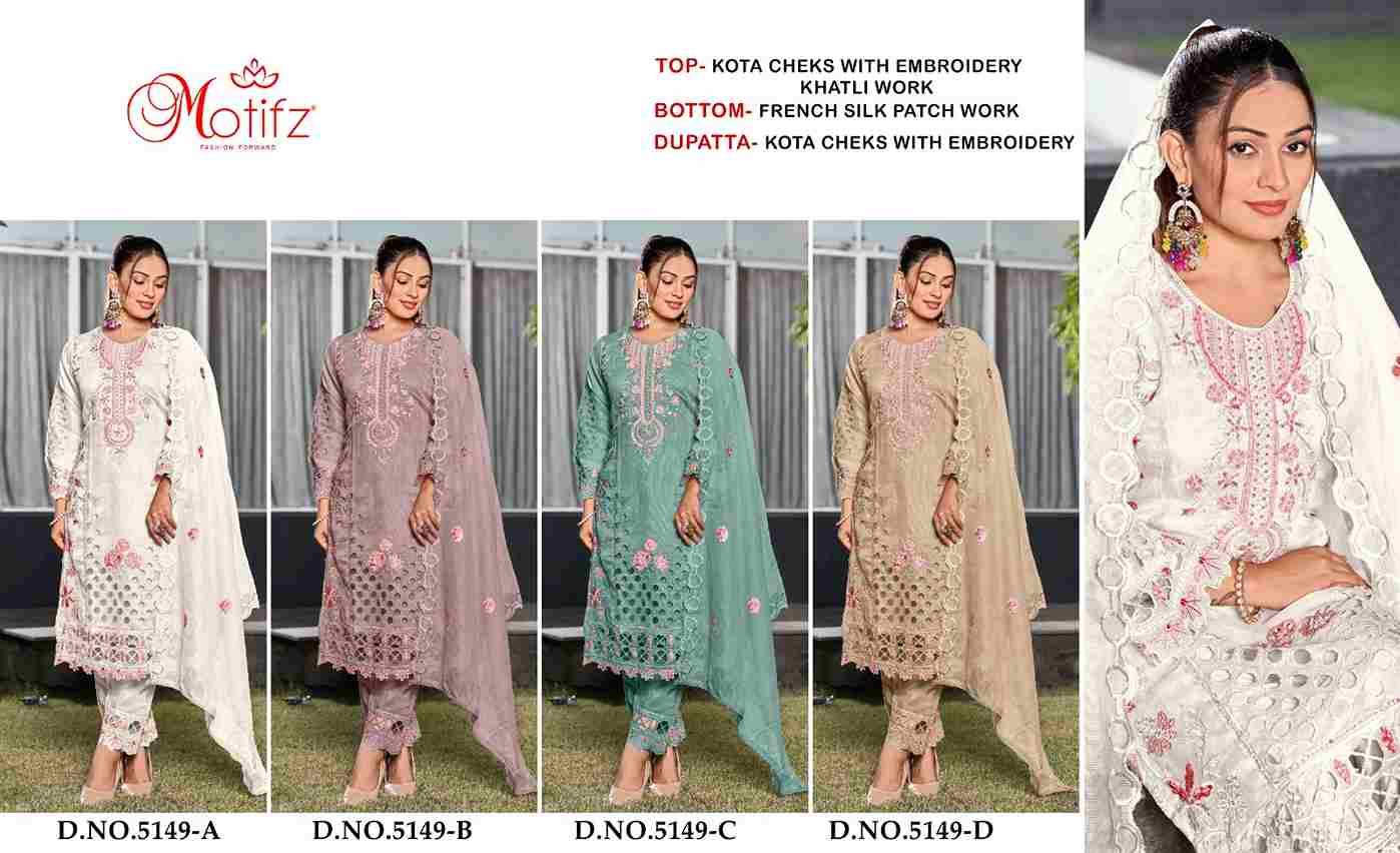 Motifz Hit Design 5149 Colours By Motifz 5149-A To 5149-D Series Beautiful Pakistani Suits Colorful Stylish Fancy Casual Wear & Ethnic Wear Kota Checks Dresses At Wholesale Price