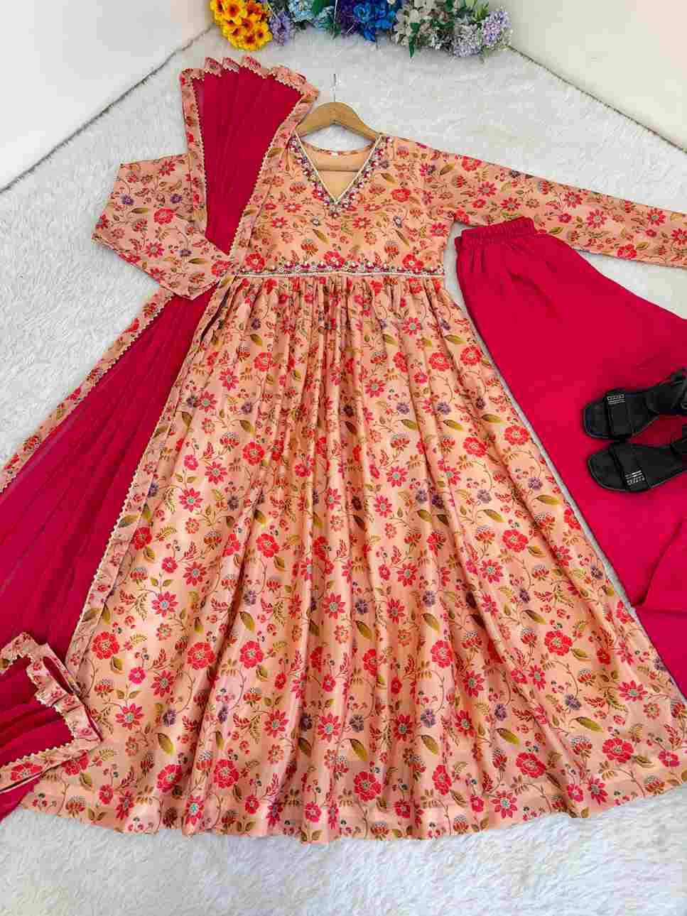 Mb-530 By Fashid Wholesale Designer Stylish Fancy Colorful Beautiful Party Wear & Ethnic Wear Collection Chinnon Soft Gown At Wholesale Price