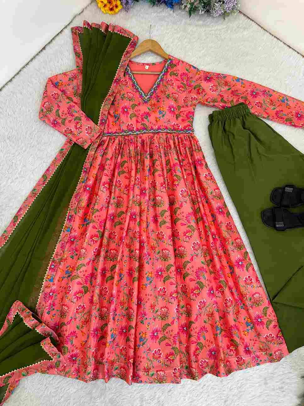 Mb-528 By Fashid Wholesale Beautiful Suits Colorful Stylish Fancy Casual Wear & Ethnic Wear Chinnon Soft Gown At Wholesale Price