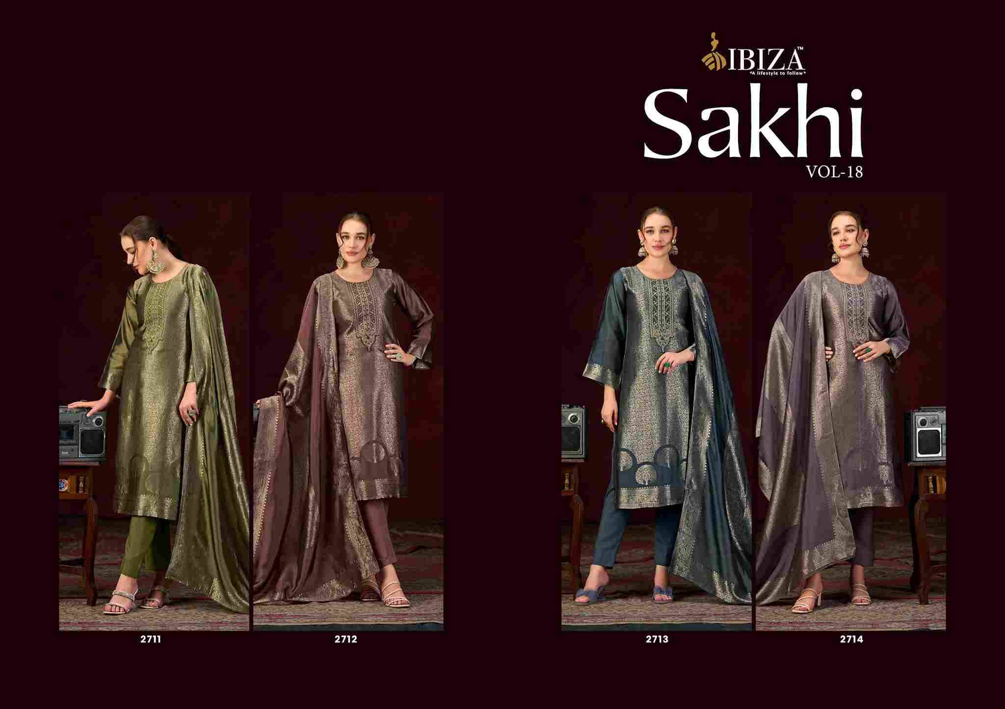 Sakhi Vol-18 By Ibiza 2711 To 2714 Series Designer Festive Suits Beautiful Fancy Stylish Colorful Party Wear & Occasional Wear Pure Silk Jacquard Dresses At Wholesale Price