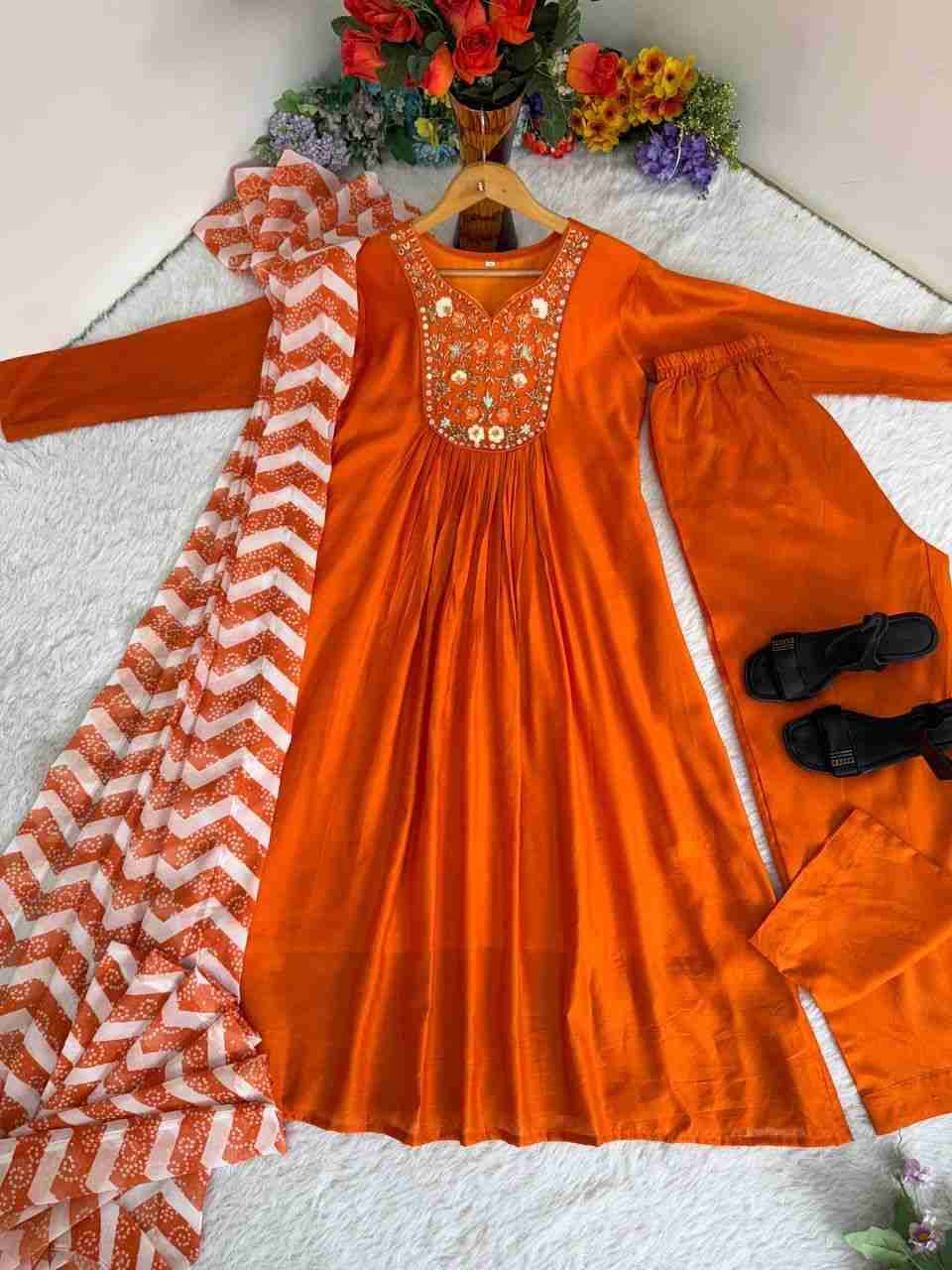Mb-492 By Fashid Wholesale Beautiful Suits Colorful Stylish Fancy Casual Wear & Ethnic Wear Pure Viscose Chanderi Silk Gown At Wholesale Price