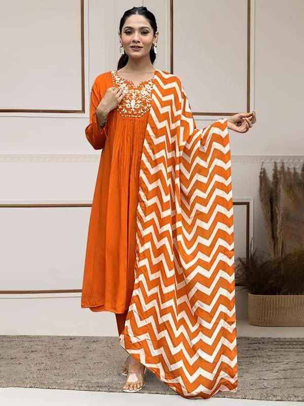 Mb-492 By Fashid Wholesale Beautiful Suits Colorful Stylish Fancy Casual Wear & Ethnic Wear Pure Viscose Chanderi Silk Gown At Wholesale Price