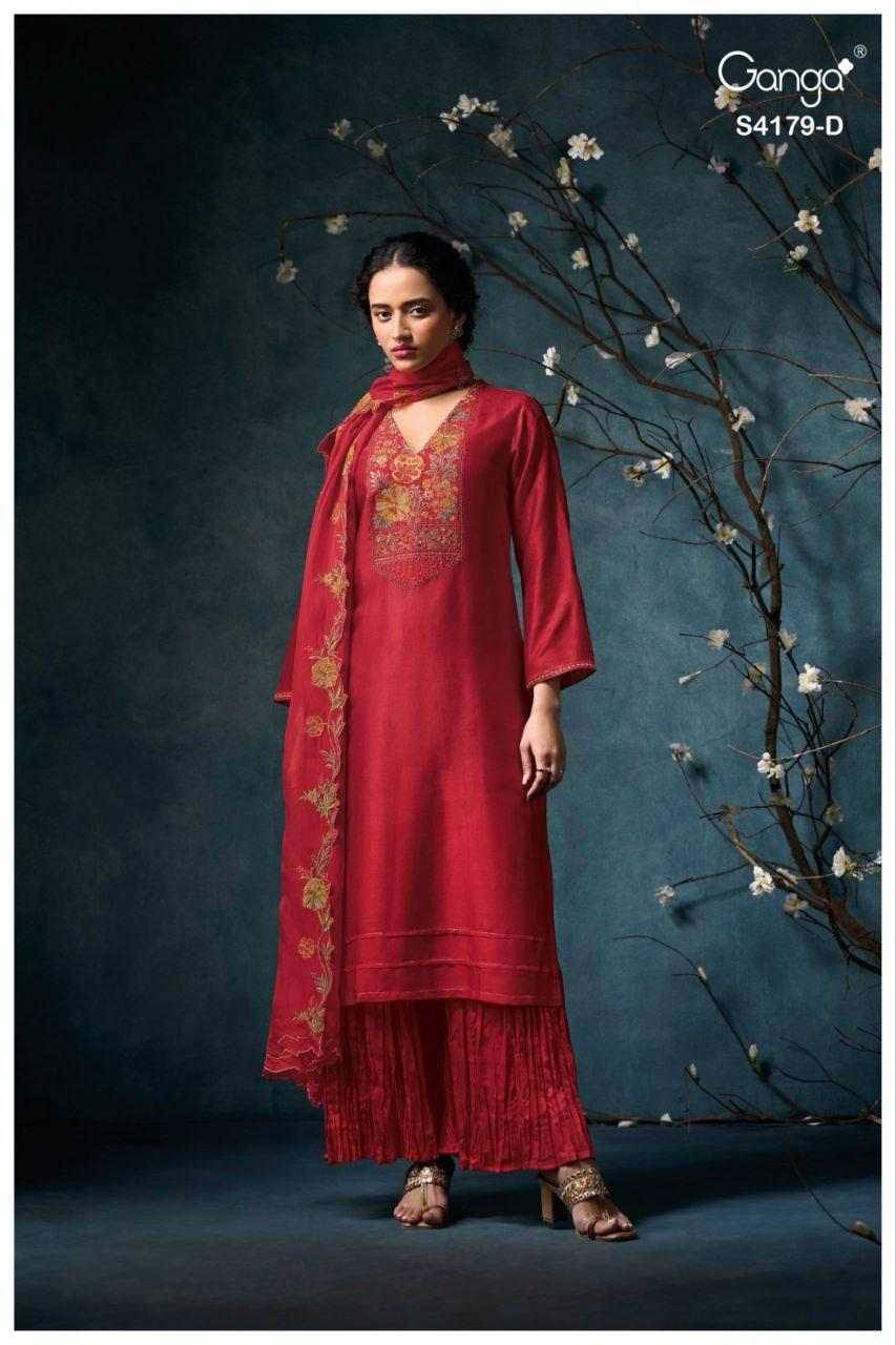 Liselle-4179 By Ganga Fashion 4179-A To 4179-D Series Beautiful Festive Suits Stylish Colorful Fancy Casual Wear & Ethnic Wear Premium Pure Bemberg Russian Silk Dresses At Wholesale Price