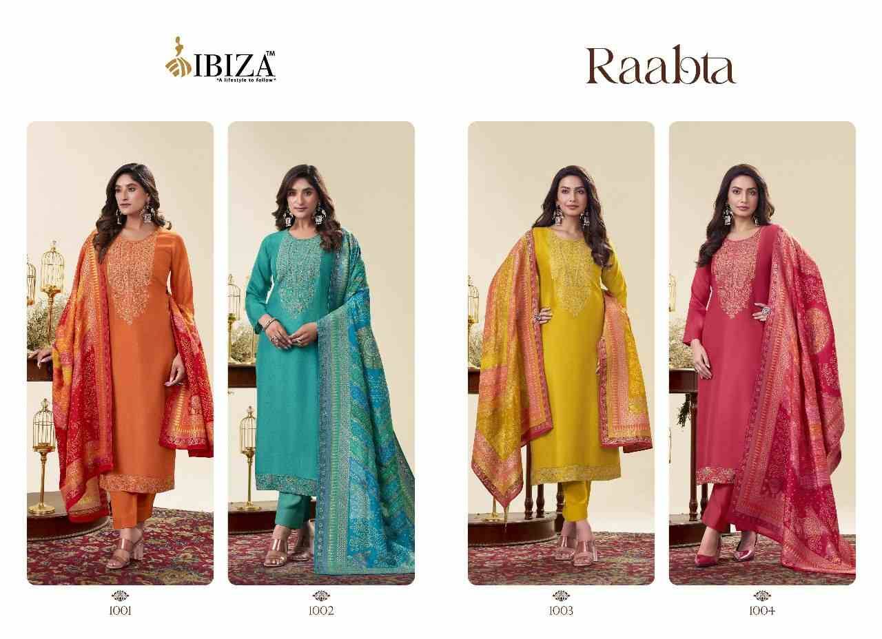Raabta By Ibiza 1001 To 1004 Series Beautiful Festive Suits Colorful Stylish Fancy Casual Wear & Ethnic Wear Pure Russian Silk Dresses At Wholesale Price