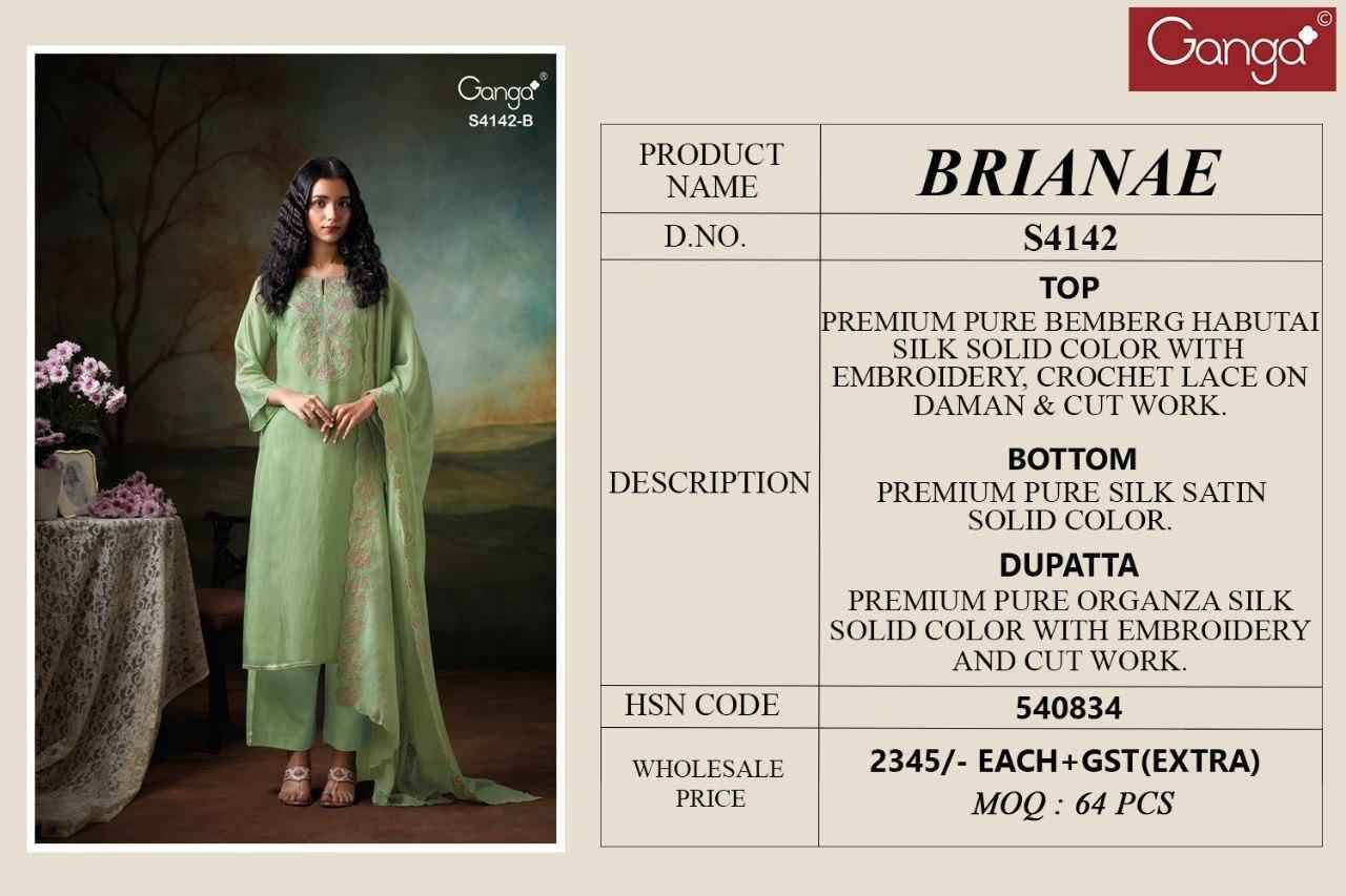 Brianae-4142 By Ganga Fashion 4142-A To 4142-D Series Beautiful Festive Suits Stylish Colorful Fancy Casual Wear & Ethnic Wear Premium Bemberg Silk Print Dresses At Wholesale Price