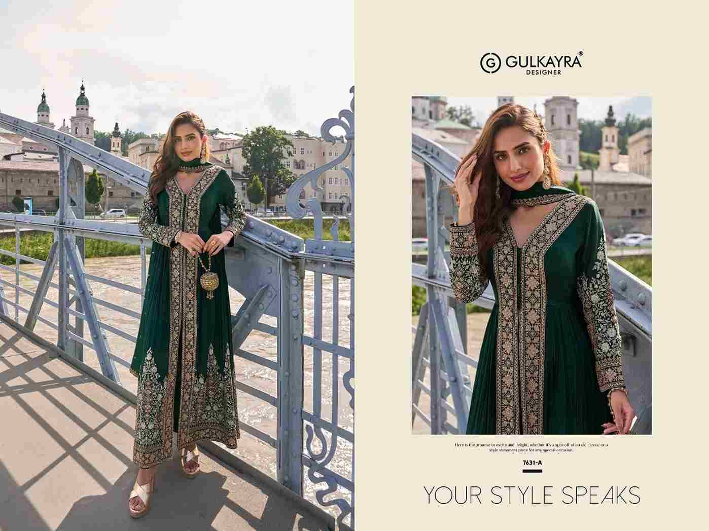 Fiza By Gulkayra Designer 7631-A To 7631-C Series Beautiful Festive Suits Colorful Stylish Fancy Casual Wear & Ethnic Wear Chinnon Dresses At Wholesale Price