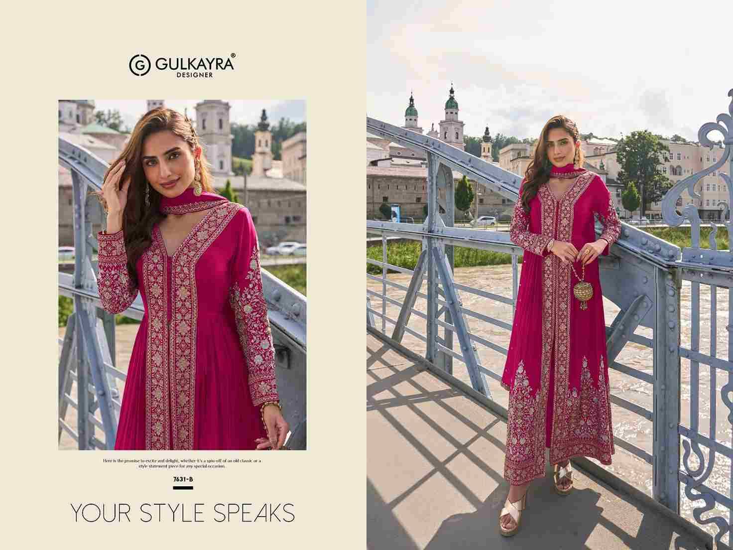 Fiza By Gulkayra Designer 7631-A To 7631-C Series Beautiful Festive Suits Colorful Stylish Fancy Casual Wear & Ethnic Wear Chinnon Dresses At Wholesale Price