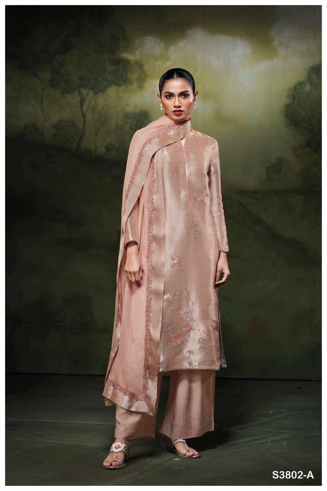 Treta-3802 By Ganga Fashion 3802-A To 3802-B Series Beautiful Festive Suits Stylish Colorful Fancy Casual Wear & Ethnic Wear Premium Bemberg Silk Jacquard Print Dresses At Wholesale Price