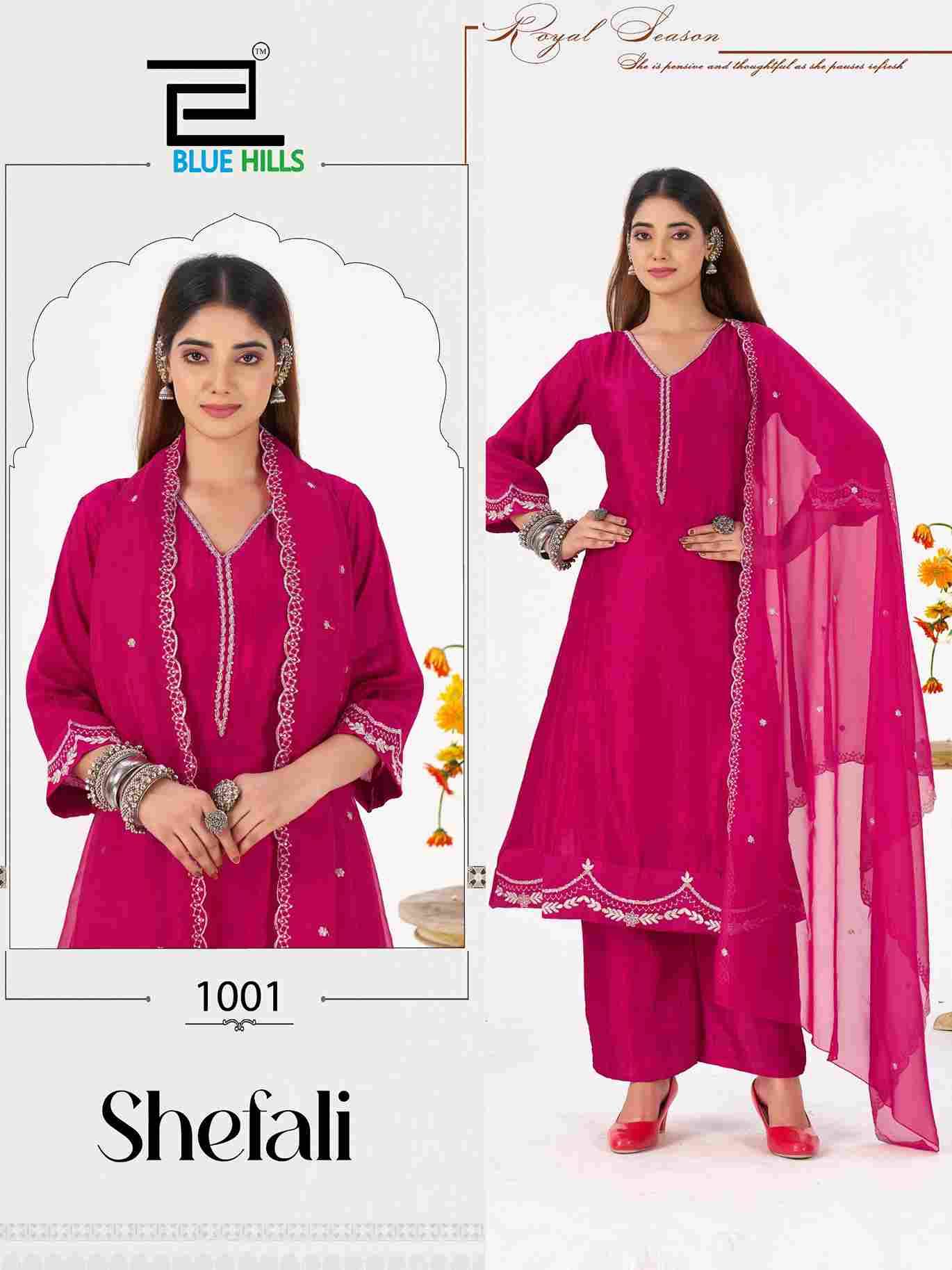 Shefali By Blue Hills 1001 To 1004 Series Designer Stylish Fancy Colorful Beautiful Party Wear & Ethnic Wear Collection Vichitra Silk Dresses At Wholesale Price