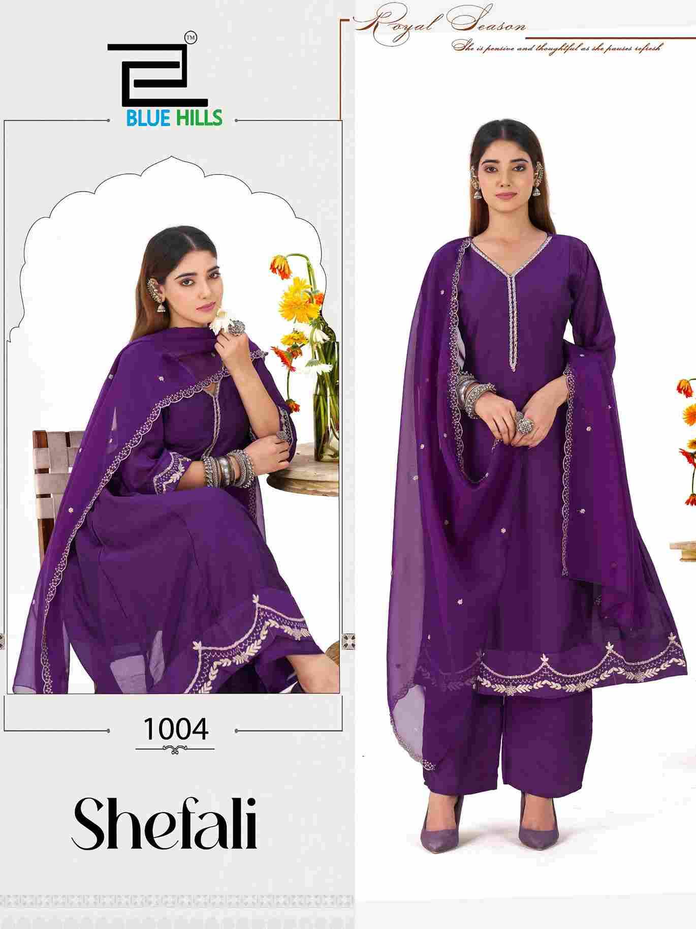 Shefali By Blue Hills 1001 To 1004 Series Designer Stylish Fancy Colorful Beautiful Party Wear & Ethnic Wear Collection Vichitra Silk Dresses At Wholesale Price