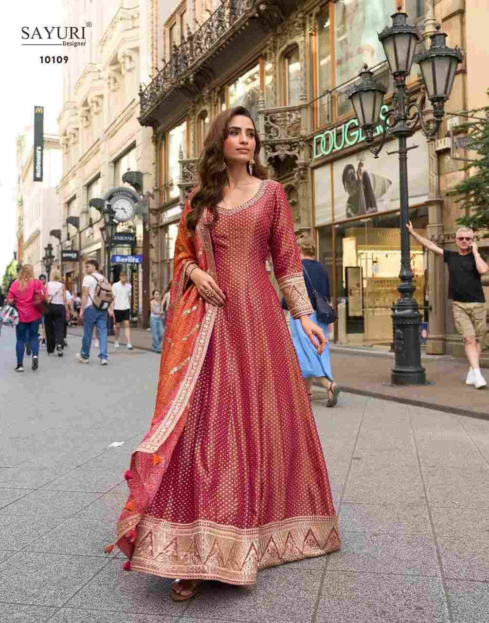 Kusum By Sayuri 10109 To 10111 Series Designer Stylish Fancy Colorful Beautiful Party Wear & Ethnic Wear Collection Viscose Jacquard Silk Gown With Dupatta At Wholesale Price