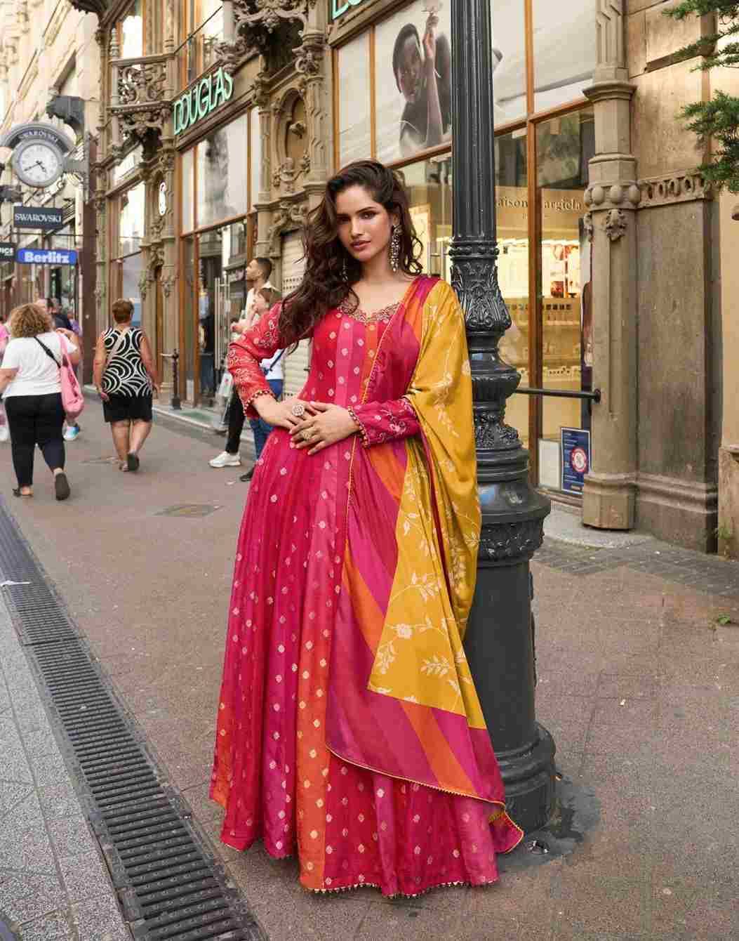 Kusum By Sayuri 10109 To 10111 Series Designer Stylish Fancy Colorful Beautiful Party Wear & Ethnic Wear Collection Viscose Jacquard Silk Gown With Dupatta At Wholesale Price