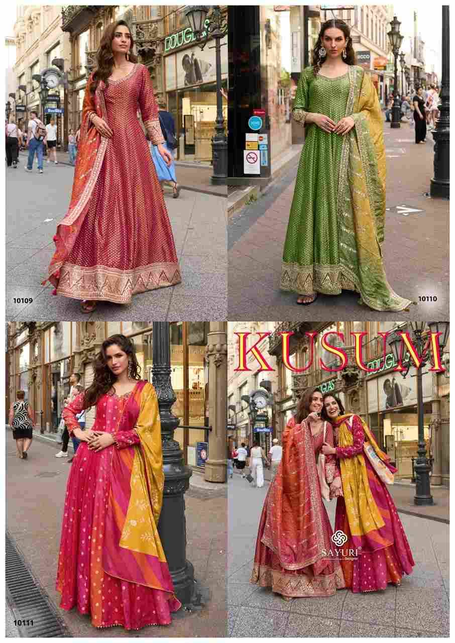 Kusum By Sayuri 10109 To 10111 Series Designer Stylish Fancy Colorful Beautiful Party Wear & Ethnic Wear Collection Viscose Jacquard Silk Gown With Dupatta At Wholesale Price