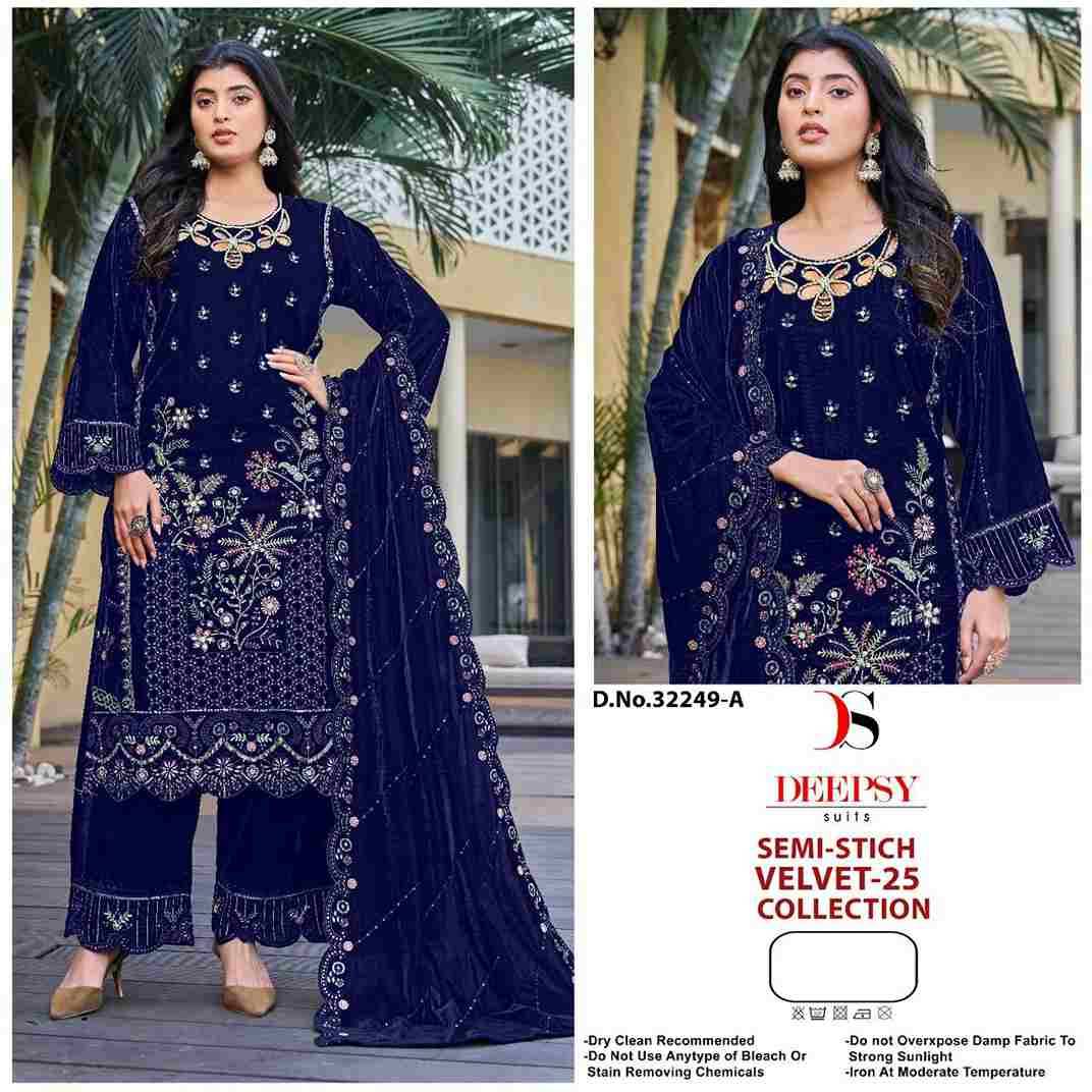 Velvet 32249 Colours By Deepsy Suits 32249-A To 32249-D Series Beautiful Stylish Pakistani Suits Fancy Colorful Casual Wear & Ethnic Wear & Ready To Wear Heavy Velvet Embroidery Dresses At Wholesale Price