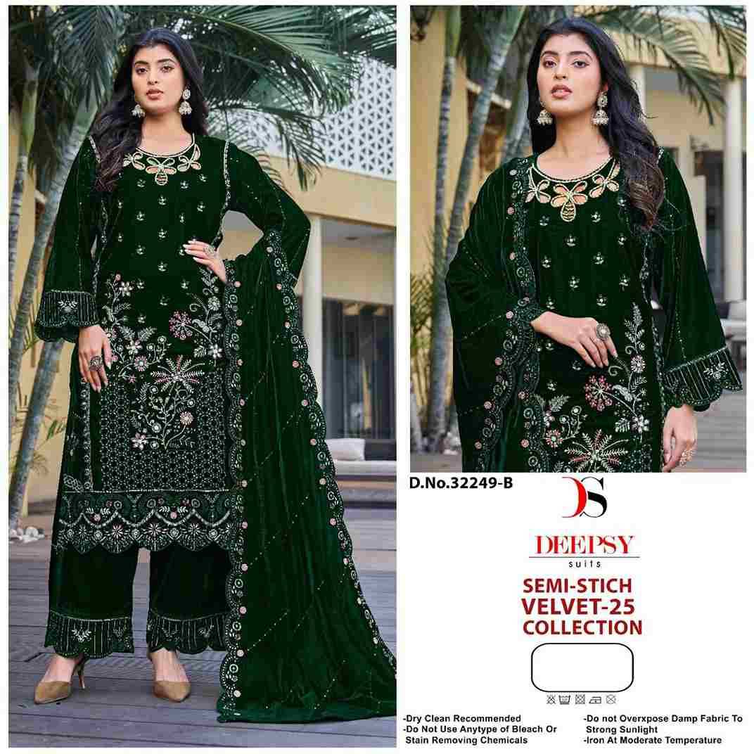 Velvet 32249 Colours By Deepsy Suits 32249-A To 32249-D Series Beautiful Stylish Pakistani Suits Fancy Colorful Casual Wear & Ethnic Wear & Ready To Wear Heavy Velvet Embroidery Dresses At Wholesale Price