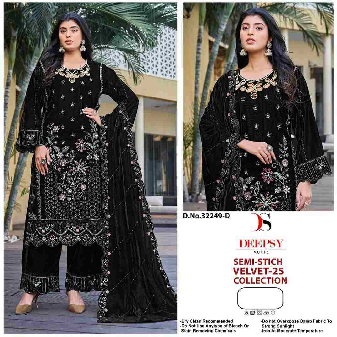 Velvet 32249 Colours By Deepsy Suits 32249-A To 32249-D Series Beautiful Stylish Pakistani Suits Fancy Colorful Casual Wear & Ethnic Wear & Ready To Wear Heavy Velvet Embroidery Dresses At Wholesale Price