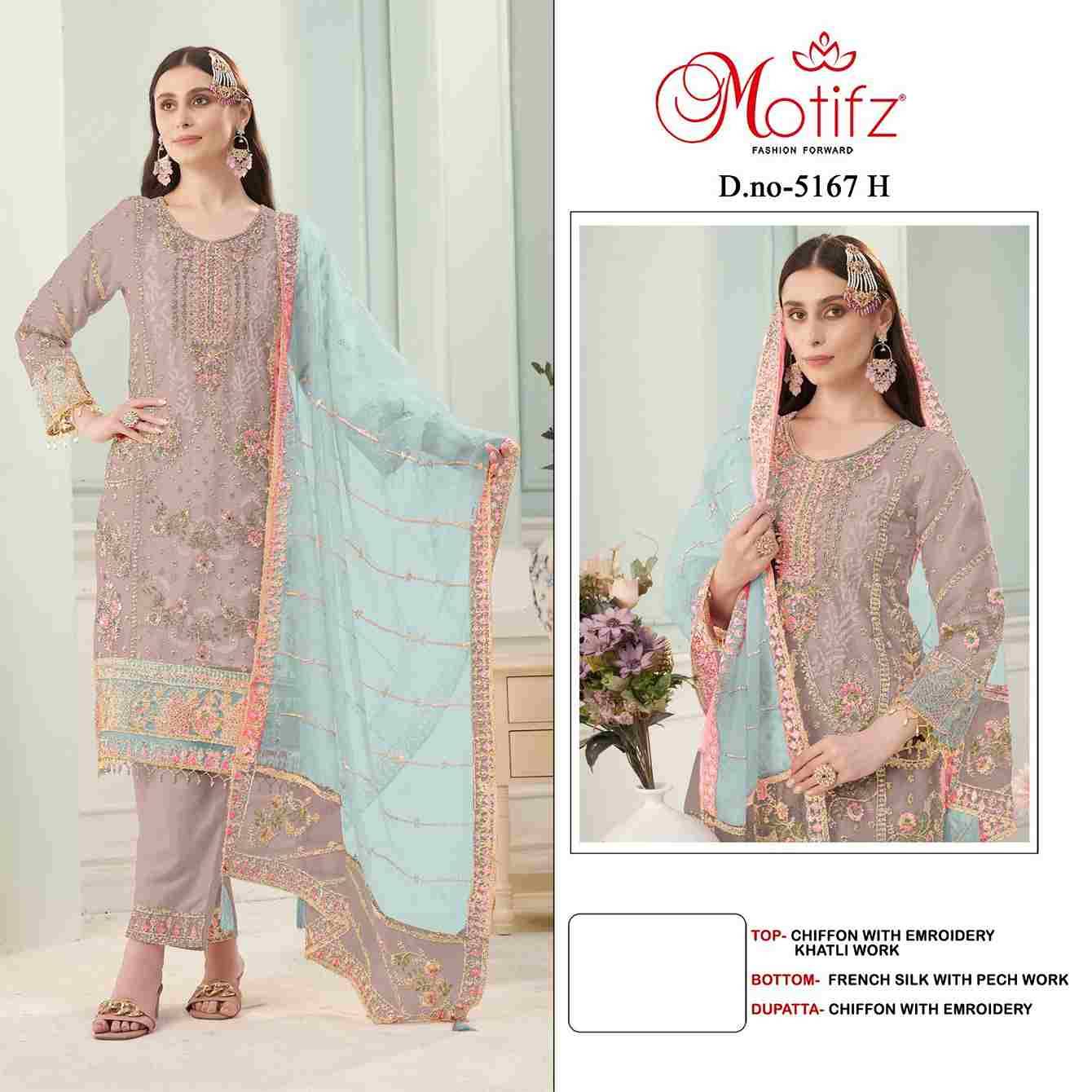 Motifz Hit Design 5167 Colours Vol-2 By Motifz 5167-E To 5167-H Series Beautiful Pakistani Suits Colorful Stylish Fancy Casual Wear & Ethnic Wear Chiffon Dresses At Wholesale Price