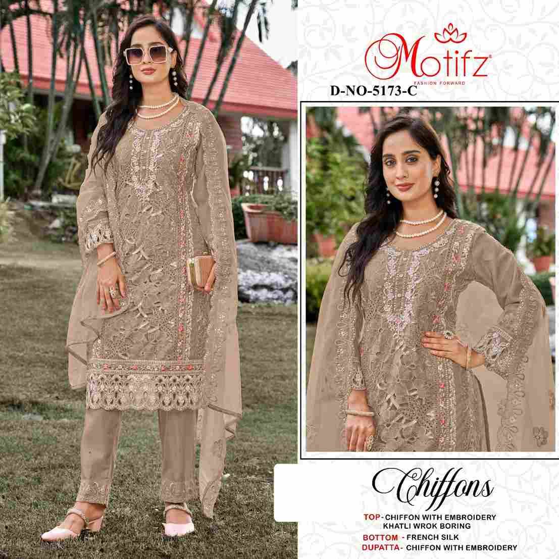 Motifz Hit Design 5173 Colours By Motifz 5173-A To 5173-D Series Beautiful Pakistani Suits Colorful Stylish Fancy Casual Wear & Ethnic Wear Chiffon Dresses At Wholesale Price