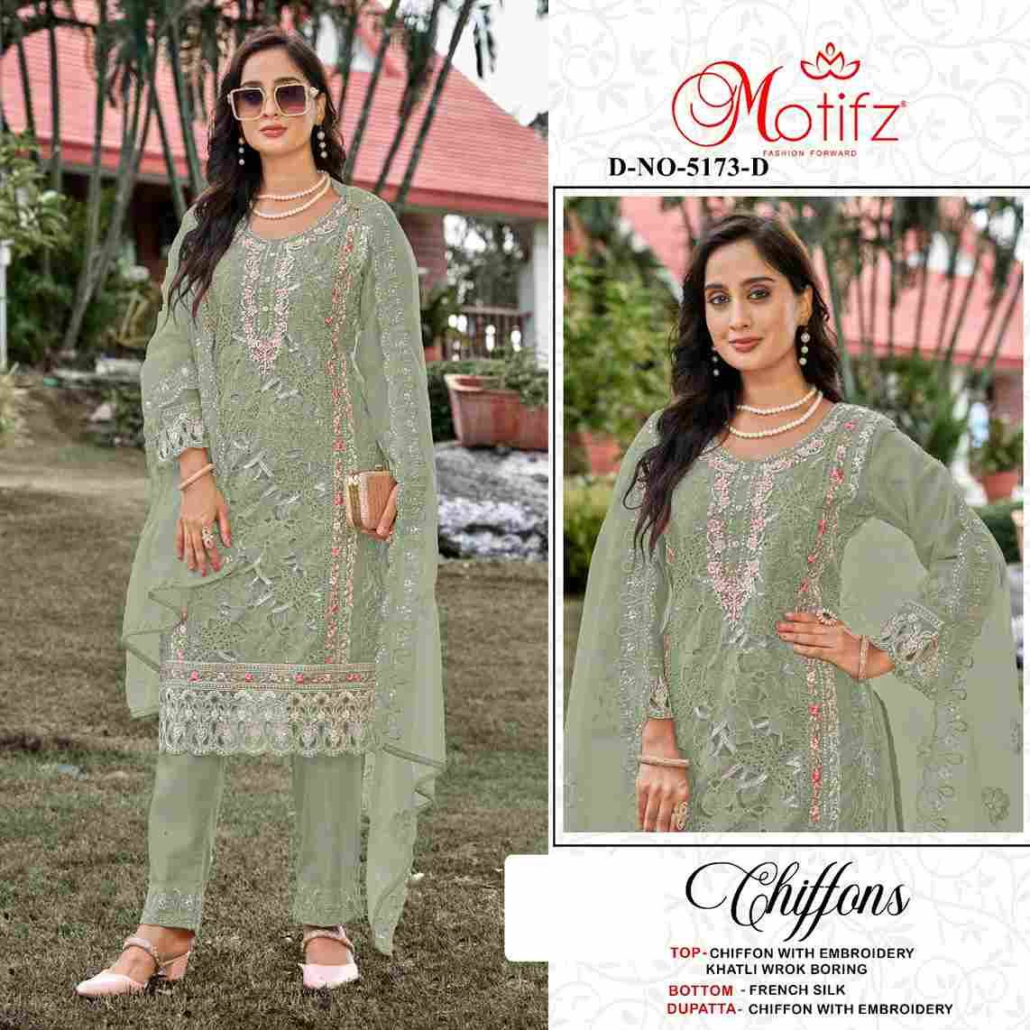 Motifz Hit Design 5173 Colours By Motifz 5173-A To 5173-D Series Beautiful Pakistani Suits Colorful Stylish Fancy Casual Wear & Ethnic Wear Chiffon Dresses At Wholesale Price