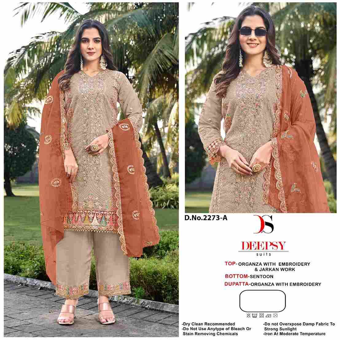 Deepsy Hit Design 2273 Colours By Deepsy Suits 2273-A To 2273-D Series Pakistani Stylish Beautiful Colourful Printed & Embroidered Party Wear & Occasional Wear Organza Dresses At Wholesale Price