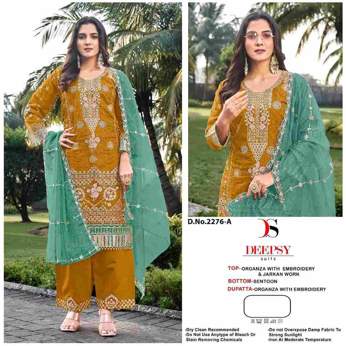 Deepsy Hit Design 2276 Colours By Deepsy Suits 2276-A To 2276-D Series Pakistani Stylish Beautiful Colourful Printed & Embroidered Party Wear & Occasional Wear Organza Dresses At Wholesale Price