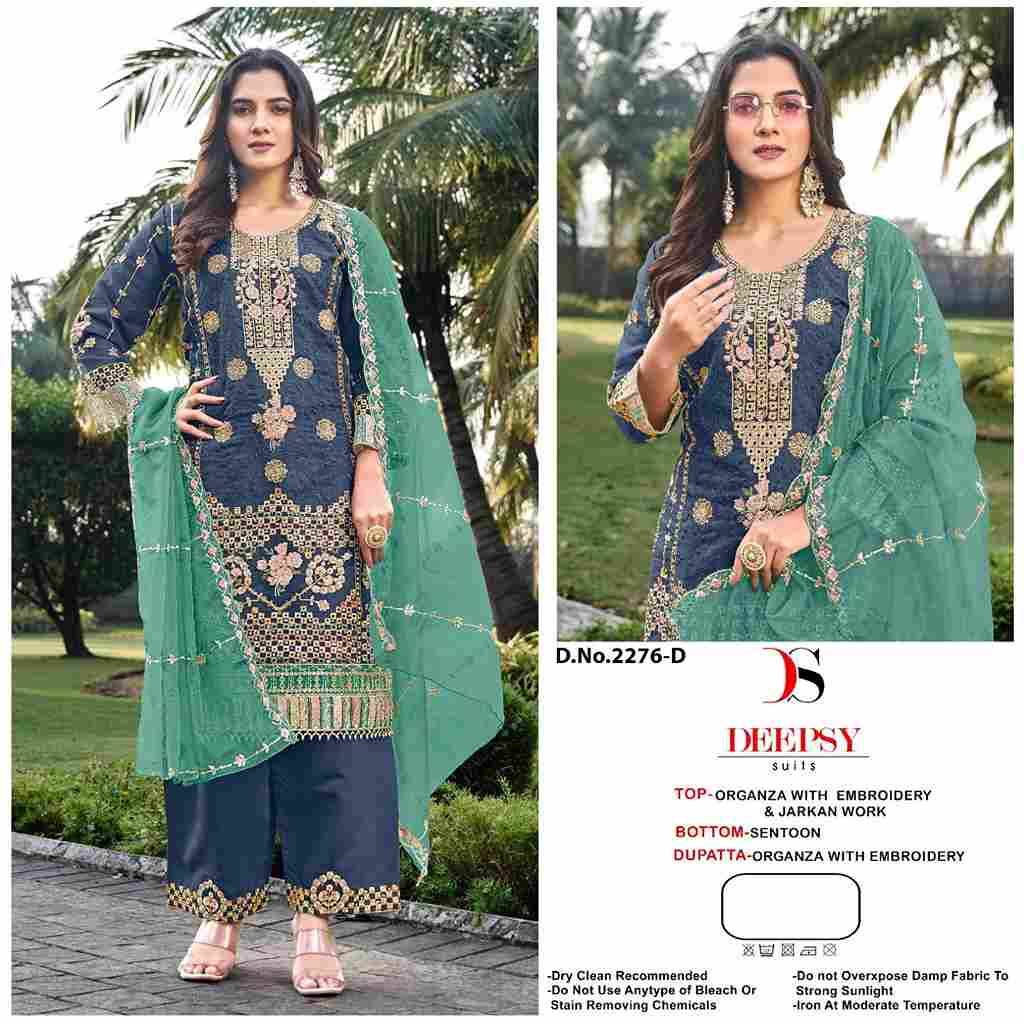 Deepsy Hit Design 2276 Colours By Deepsy Suits 2276-A To 2276-D Series Pakistani Stylish Beautiful Colourful Printed & Embroidered Party Wear & Occasional Wear Organza Dresses At Wholesale Price